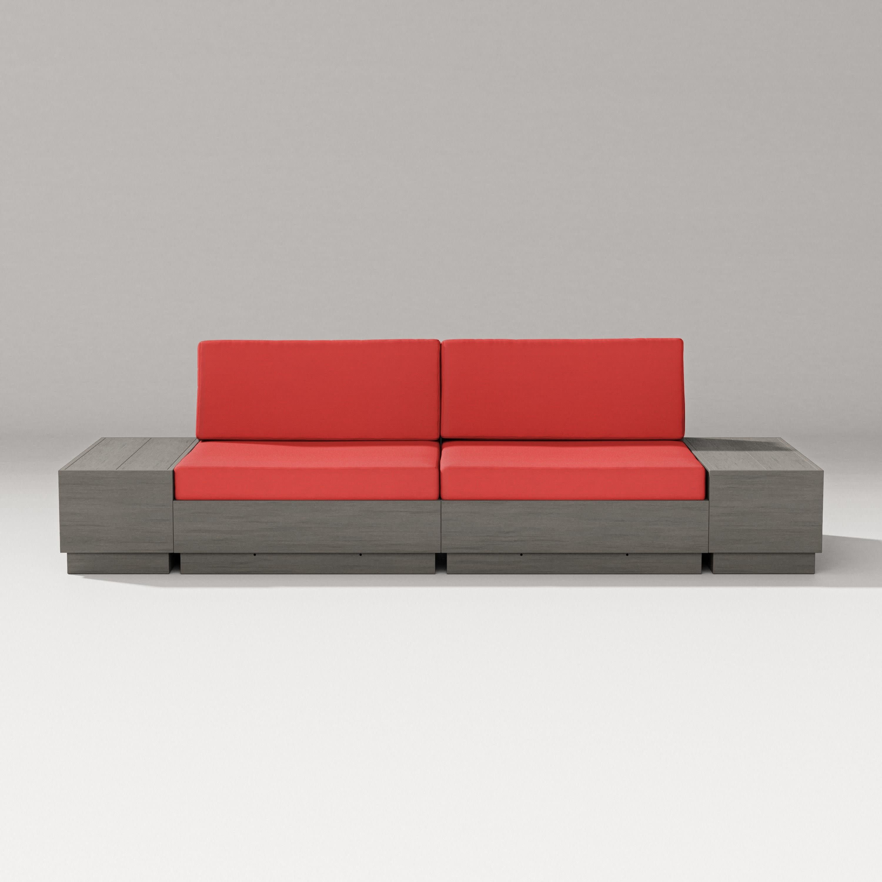 Elevate 4-Piece Loveseat Sectional in Driftwood / Crimson Linen