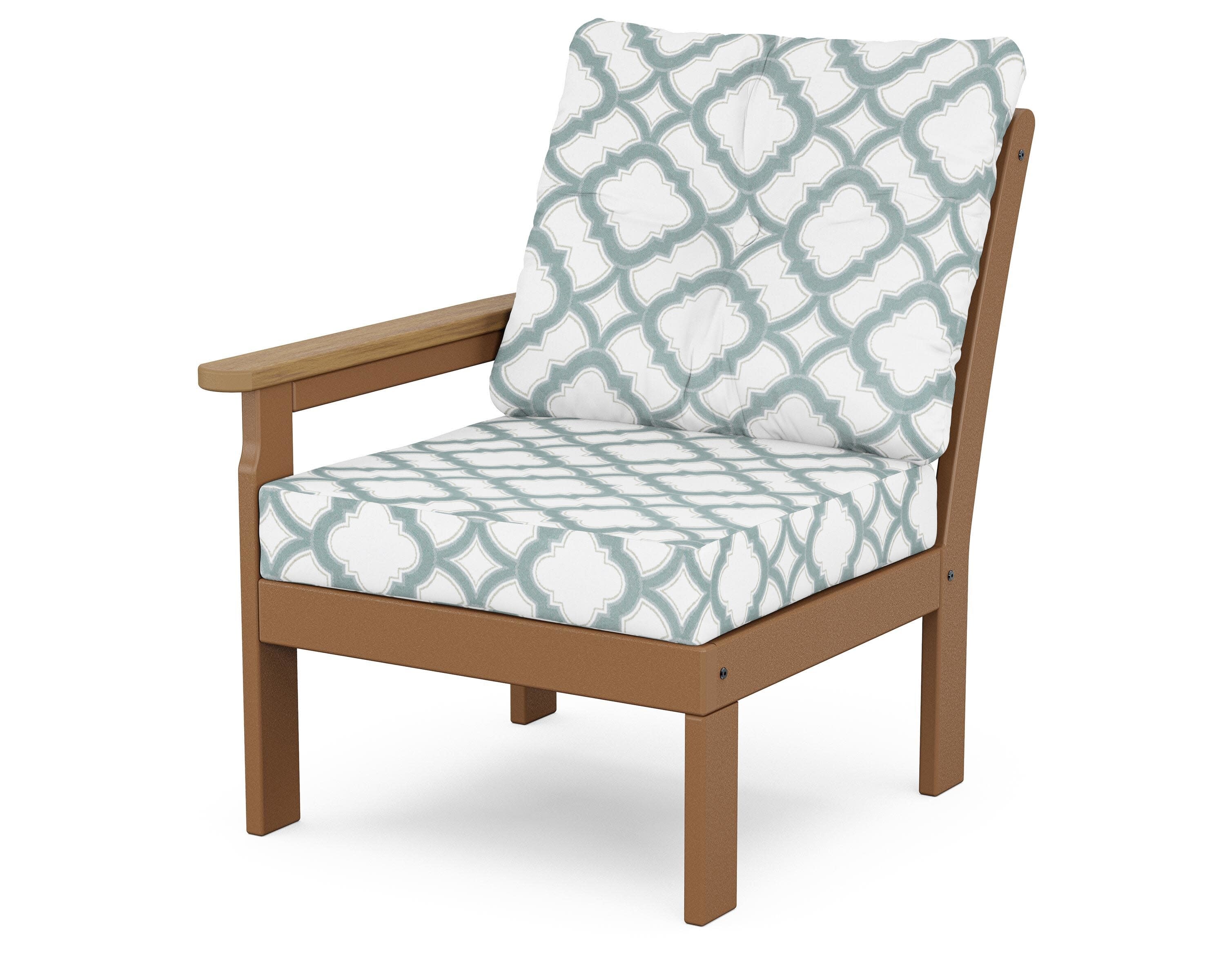 Vineyard Modular Left Arm Chair in Teak / Natural / Trellis Glacier Spa