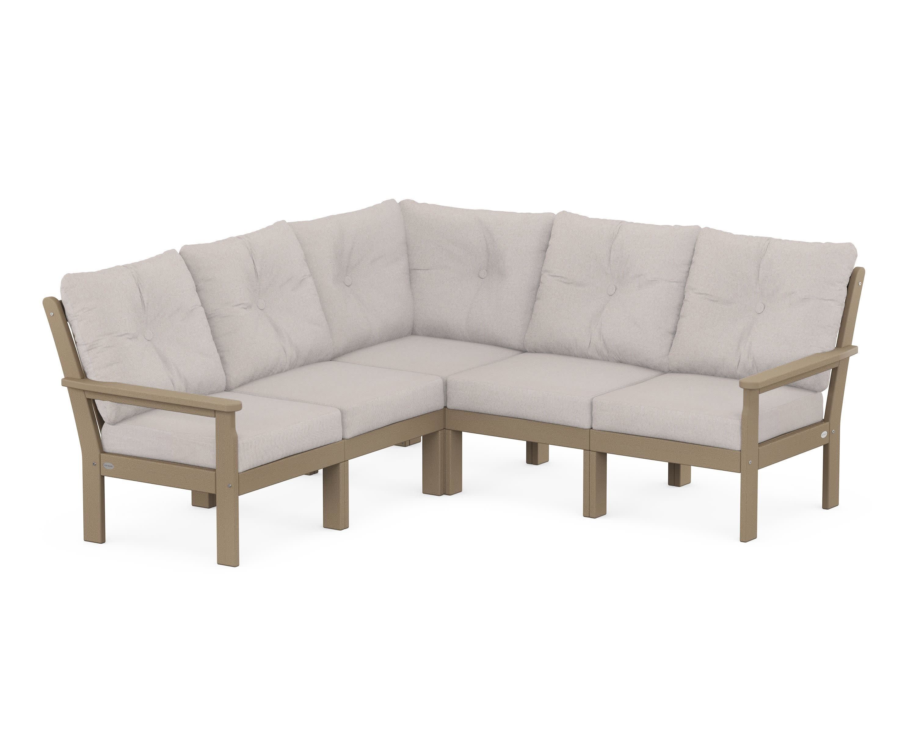 Vineyard 5-Piece Sectional in Vintage Sahara / Dune Burlap