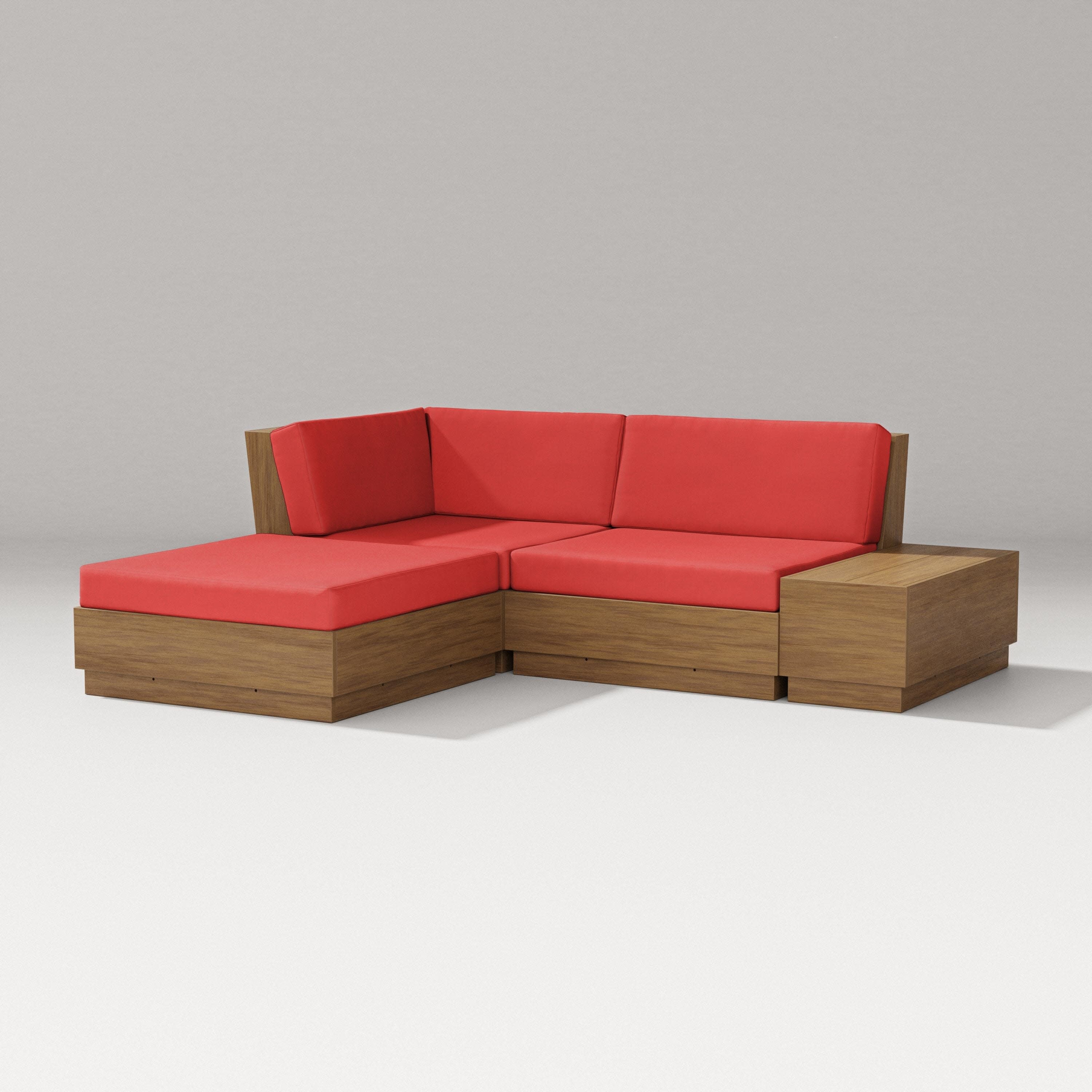 Elevate Loveseat Sectional with Chaise in Natural / Crimson Linen
