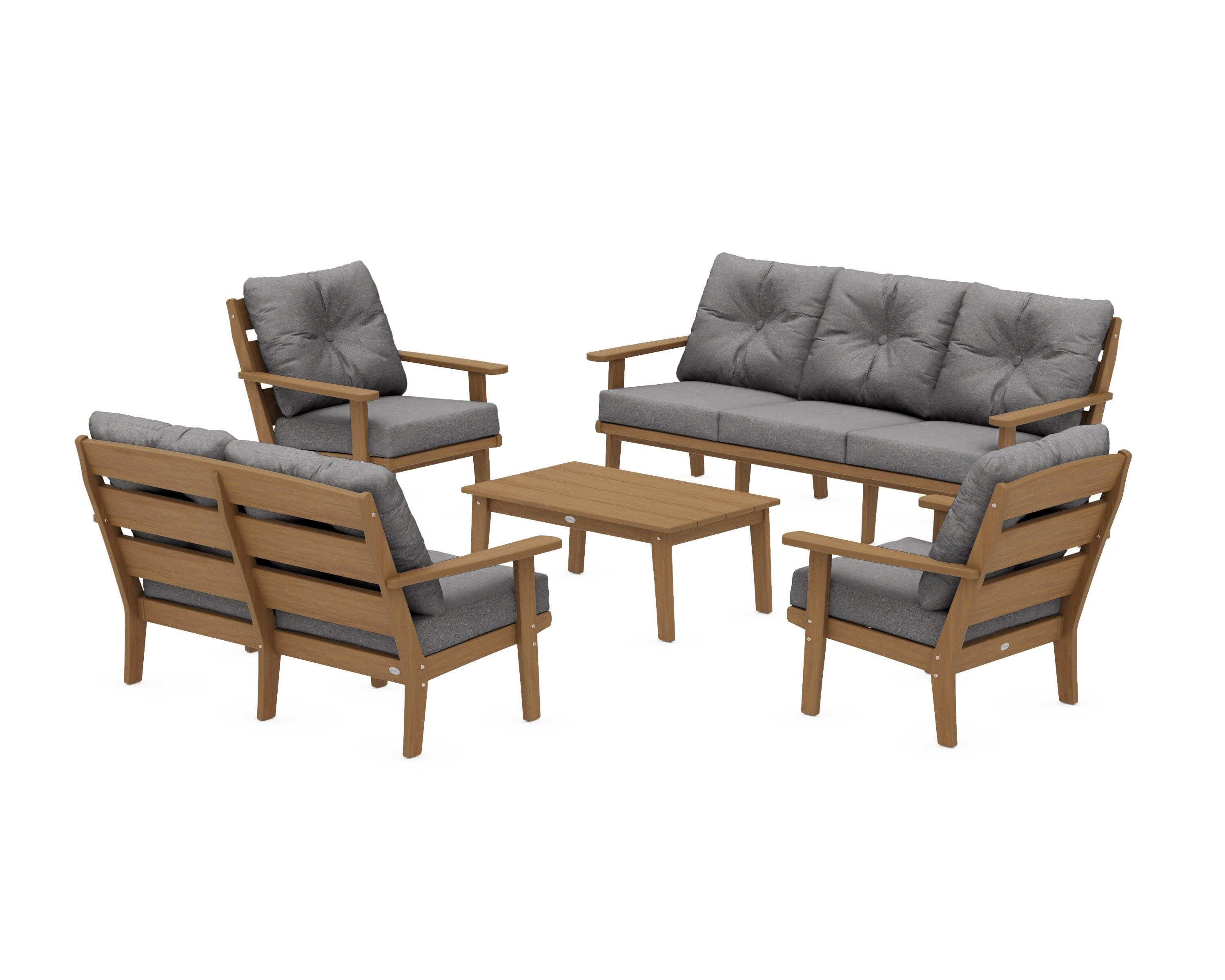 Lakeside 5-Piece Lounge Sofa Set in Natural / Ash Charcoal