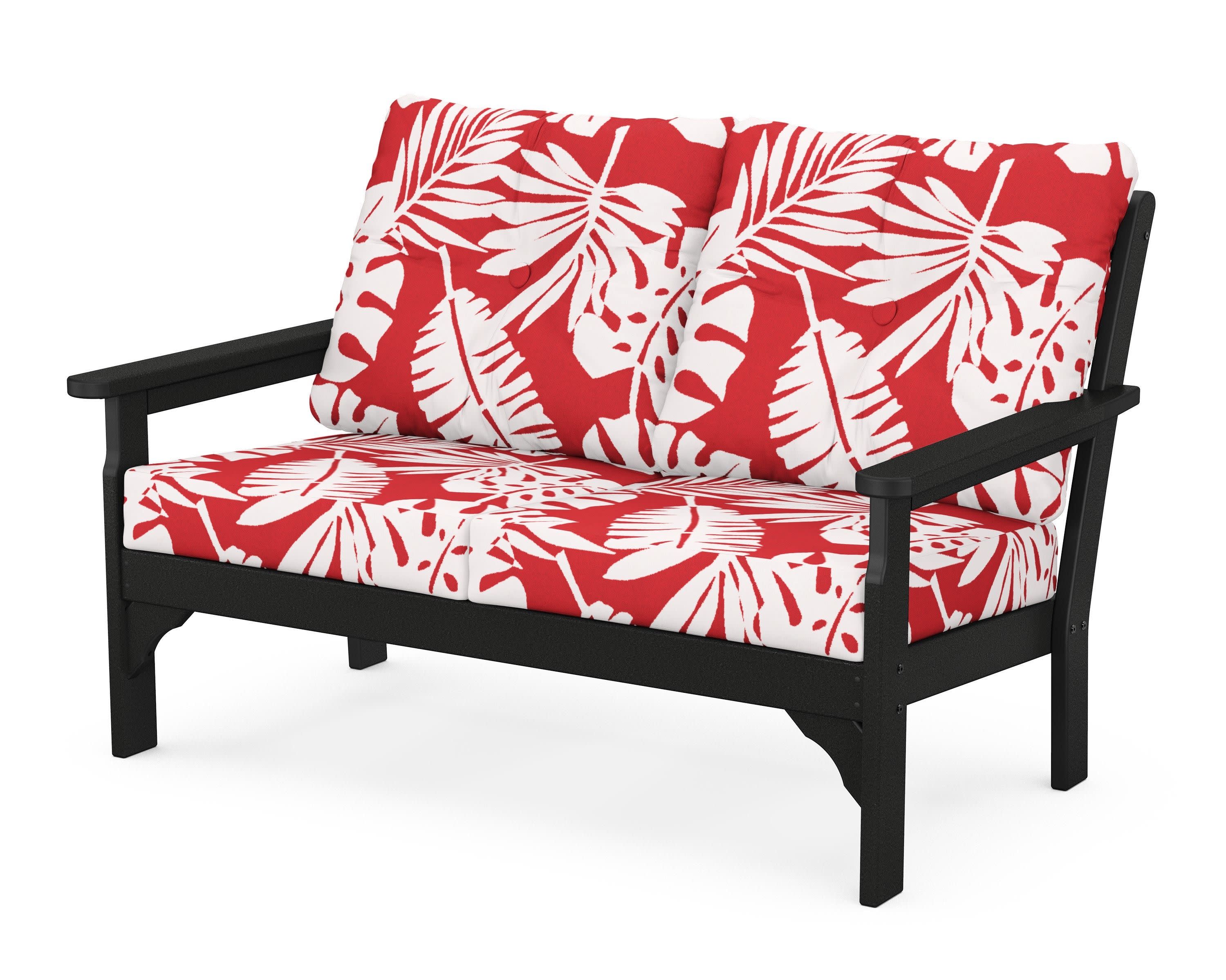 Vineyard Deep Seating Loveseat in Black / Leaf Crimson