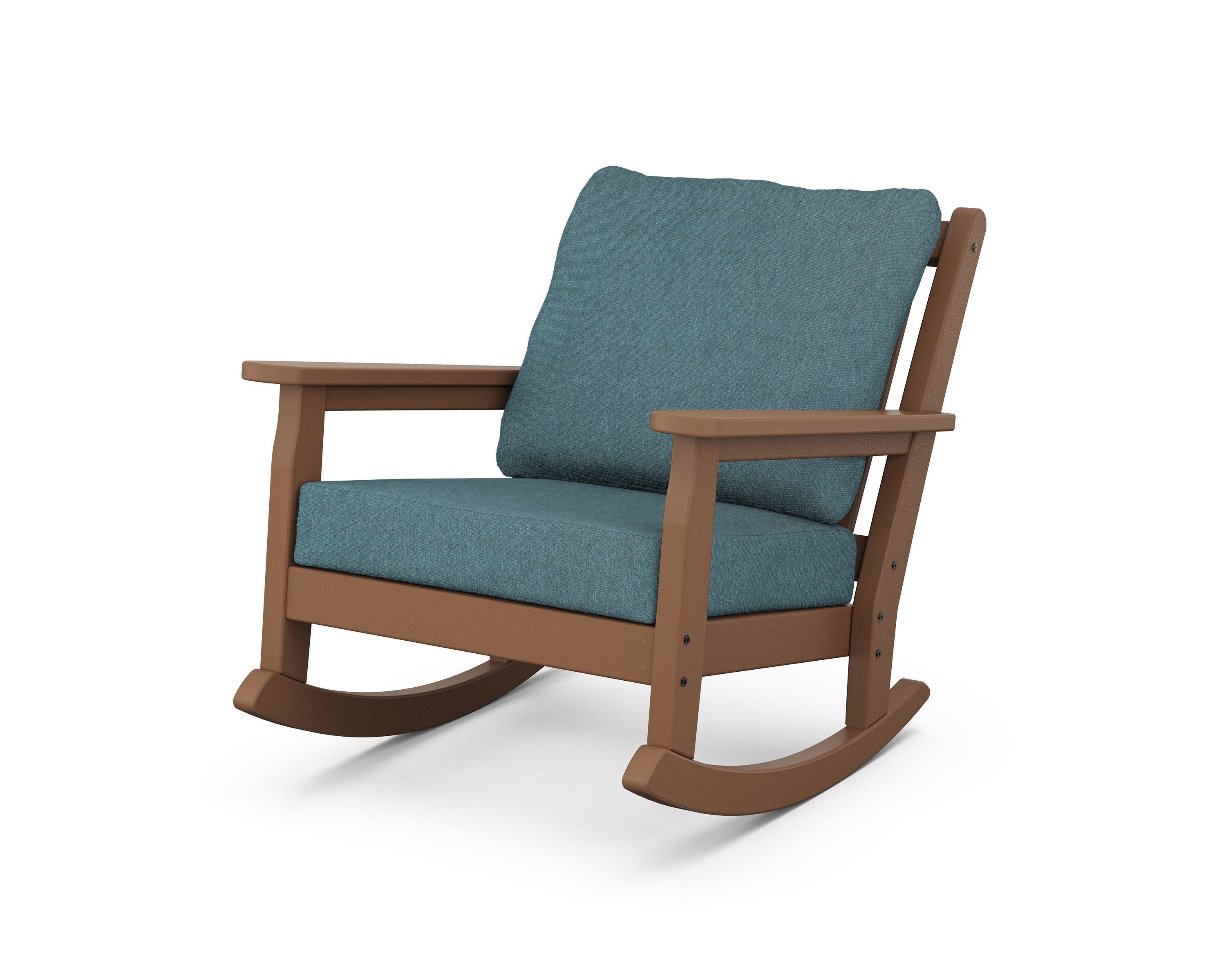 Chippendale Deep Seating Rocking Chair in Teak / Ocean Teal