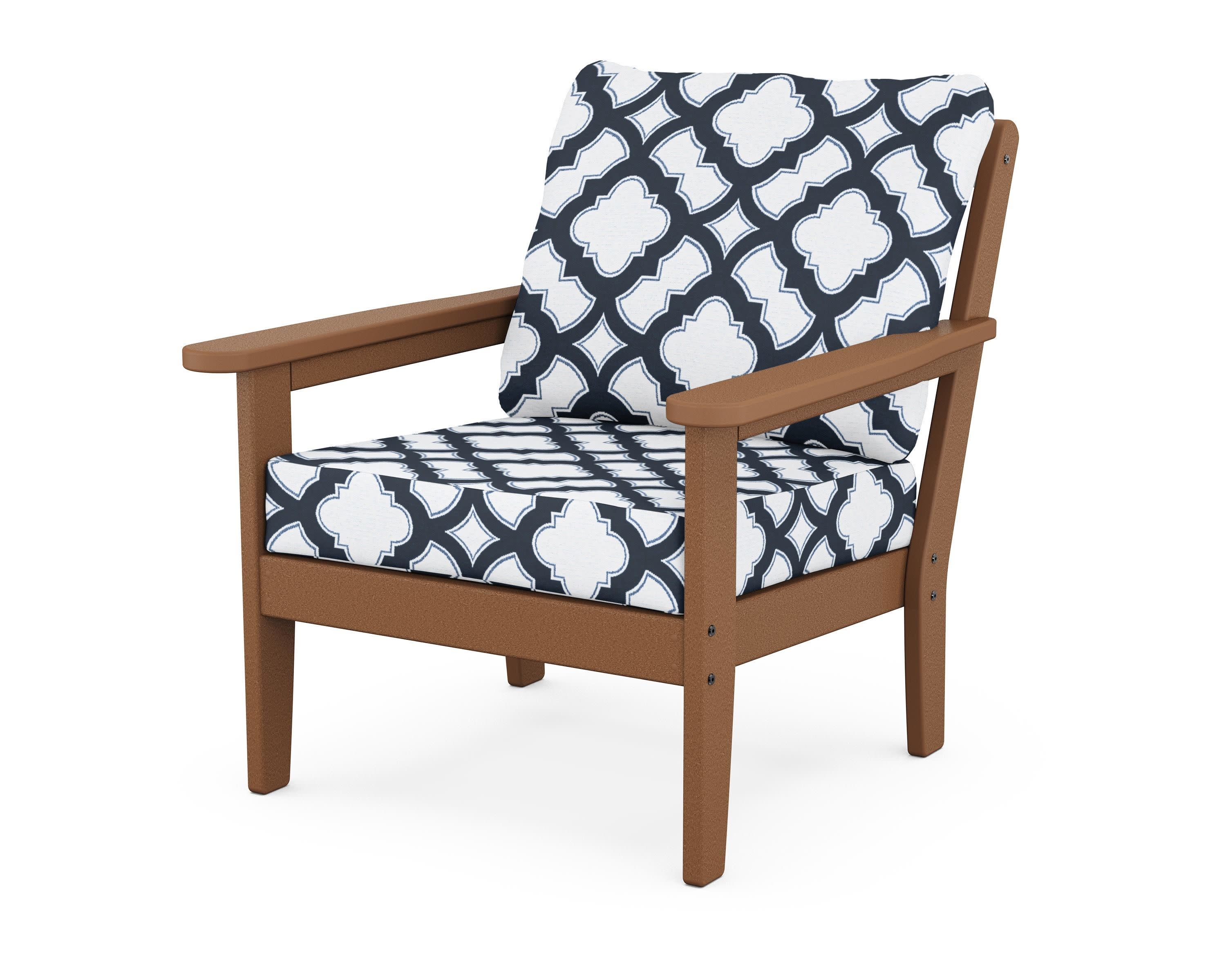 Cottage Deep Seating Chair in Teak / Trellis Marine Indigo