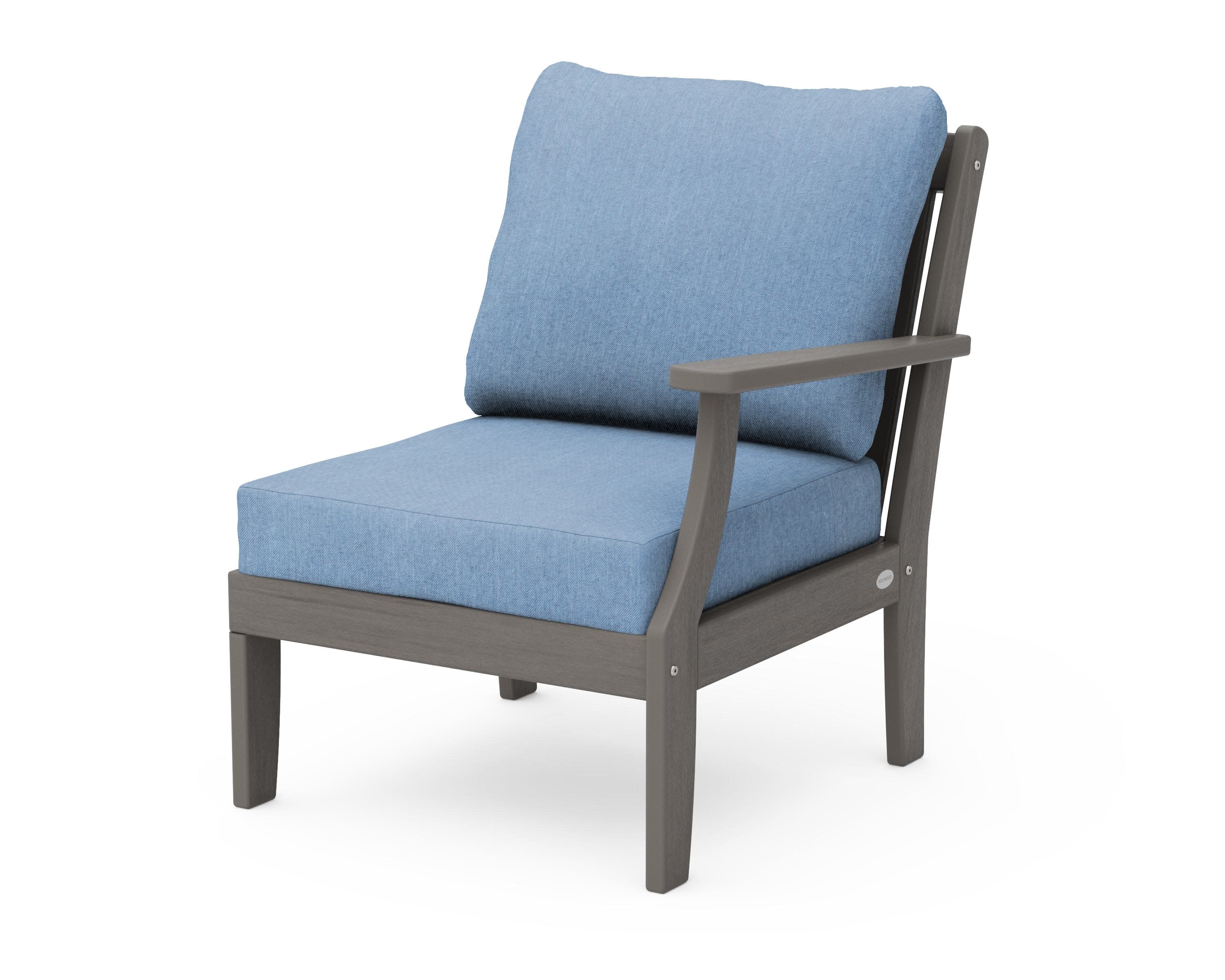 Braxton Modular Right Arm Chair in Driftwood / Sky Blue