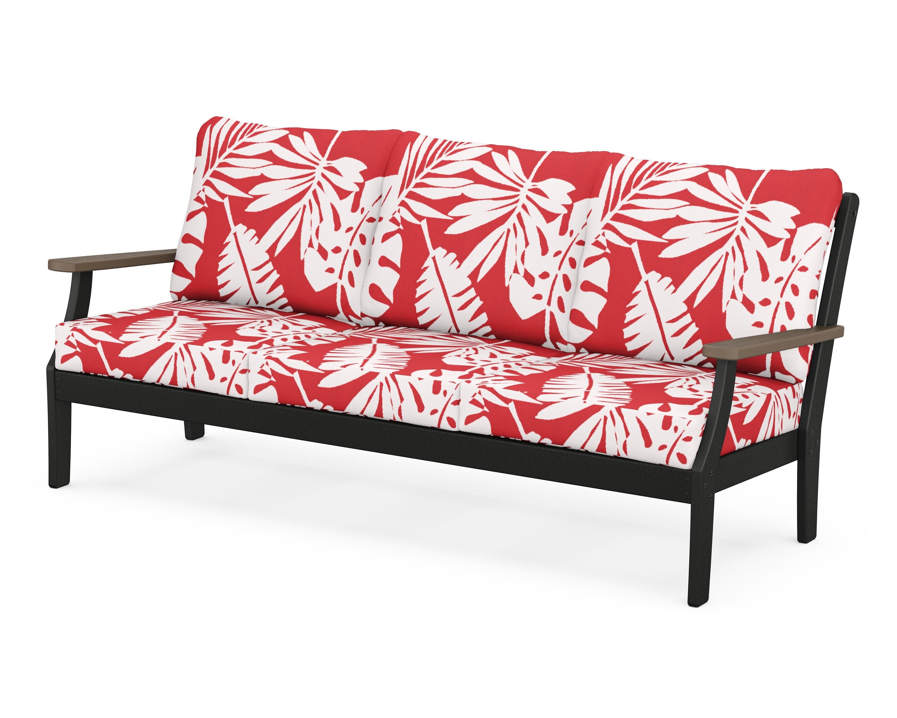 Braxton Deep Seating Sofa in Black / Kona / Leaf Crimson