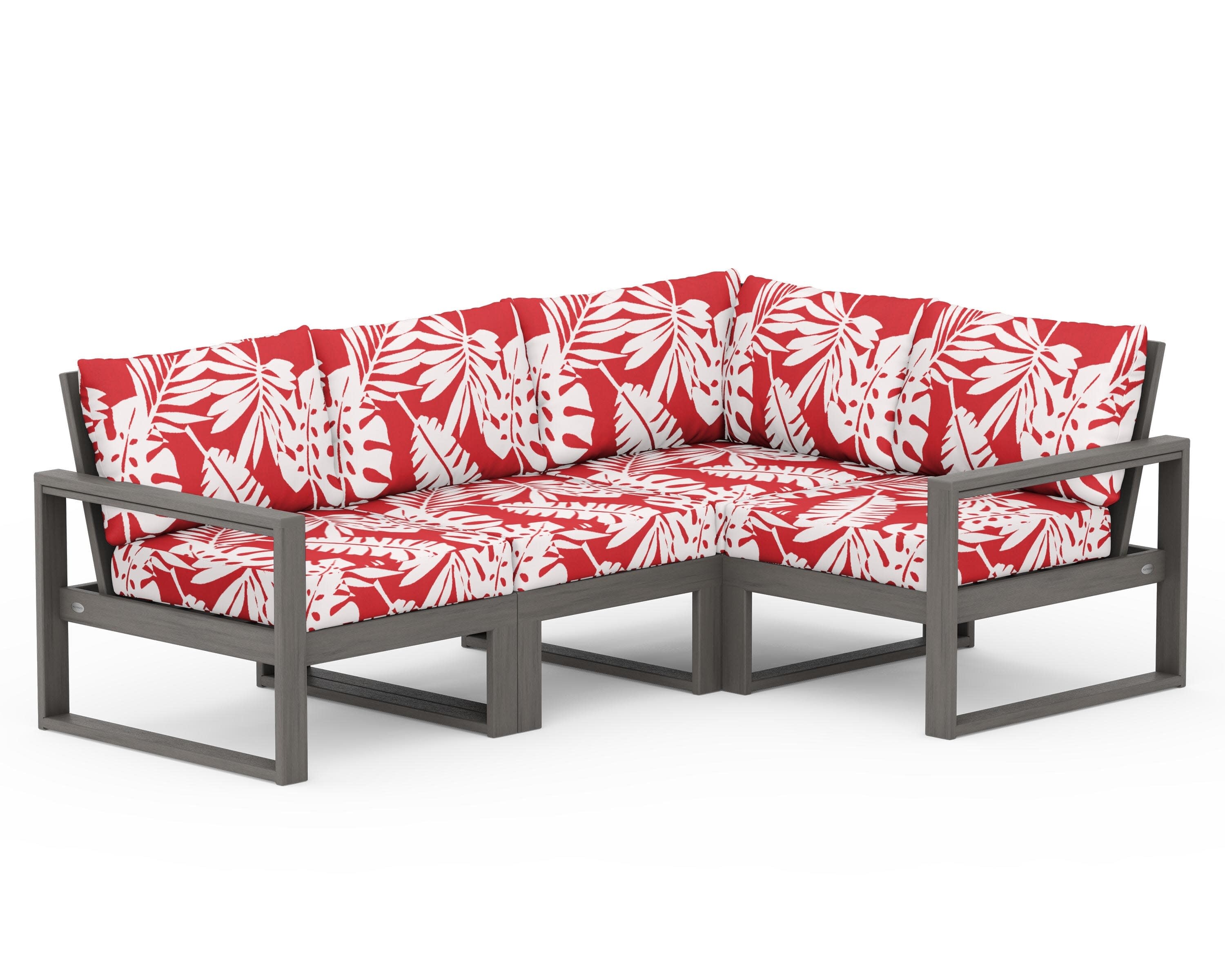 EDGE 4-Piece Modular Deep Seating Set in Driftwood / Leaf Crimson