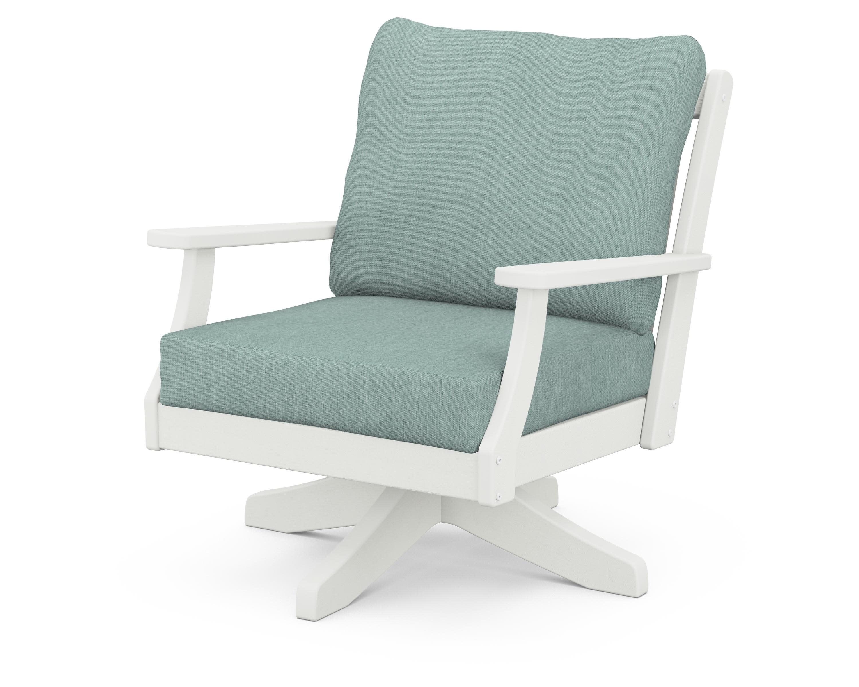Braxton Deep Seating Swivel Chair in Vintage White / Glacier Spa