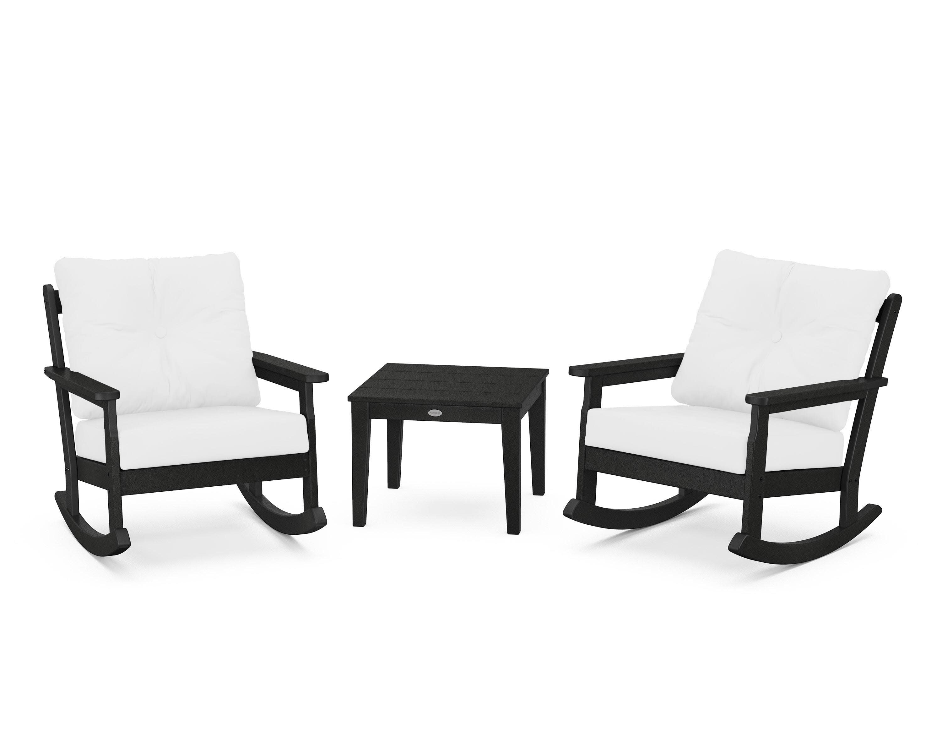 Vineyard 3-Piece Deep Seating Rocker Set in Black / Natural