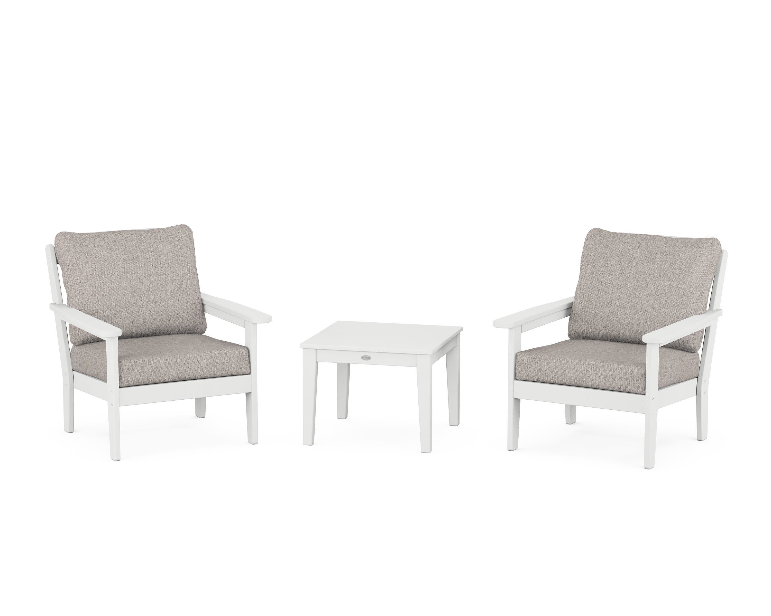 Cottage 3-Piece Deep Seating Set in White / Weathered Tweed