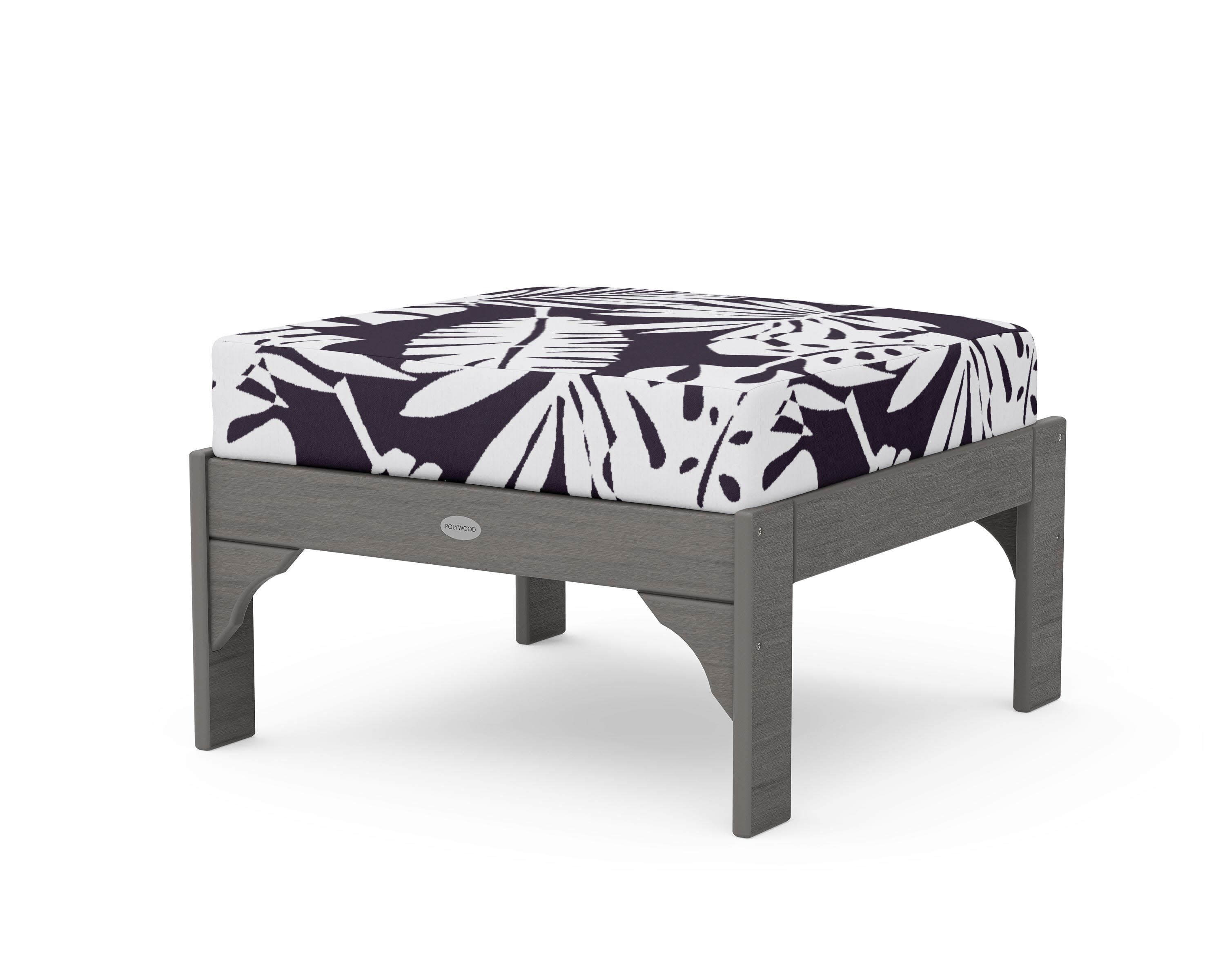 Vineyard Deep Seating Ottoman in Driftwood / Leaf Navy
