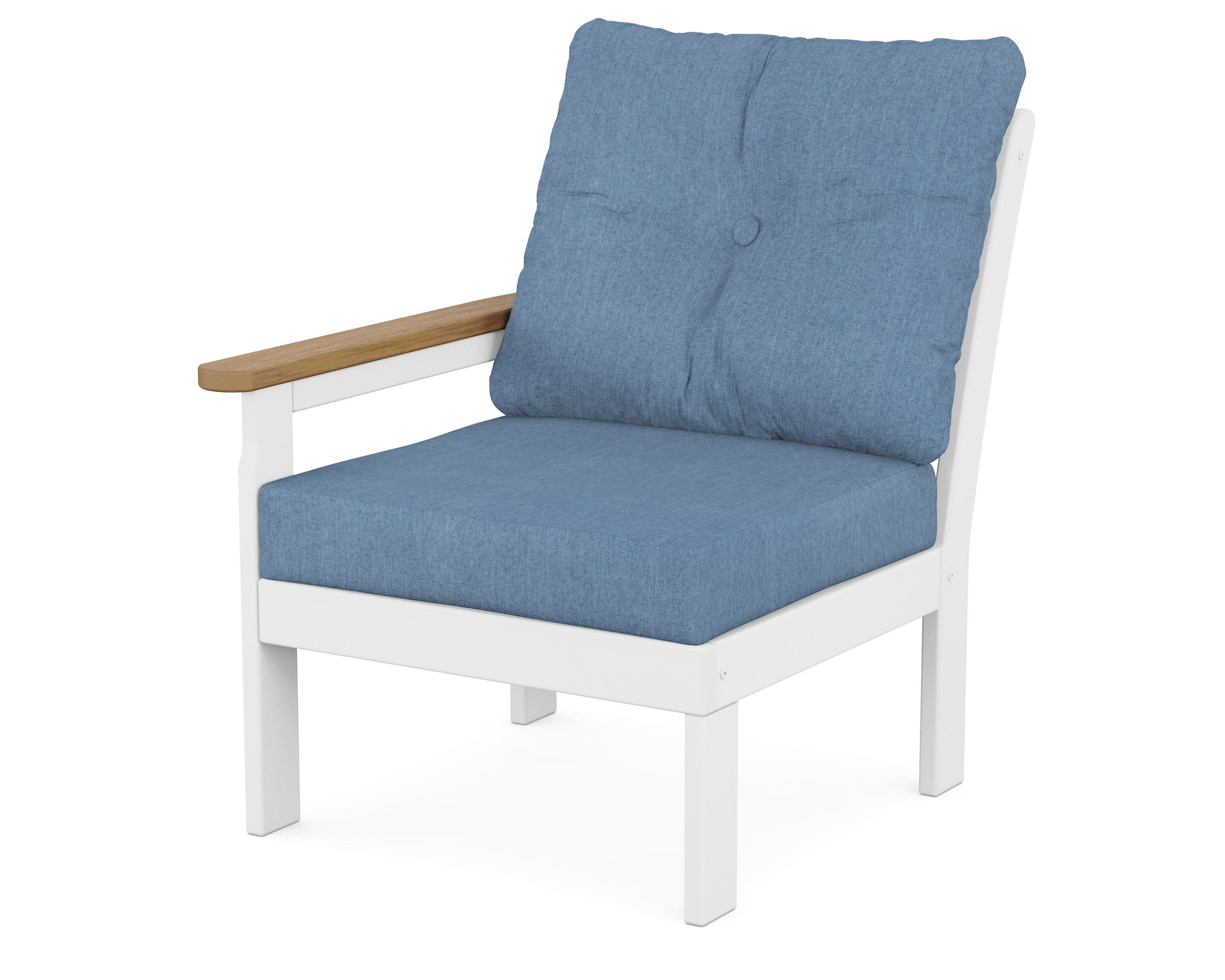 Vineyard Modular Left Arm Chair in White / Natural / Sky Blue