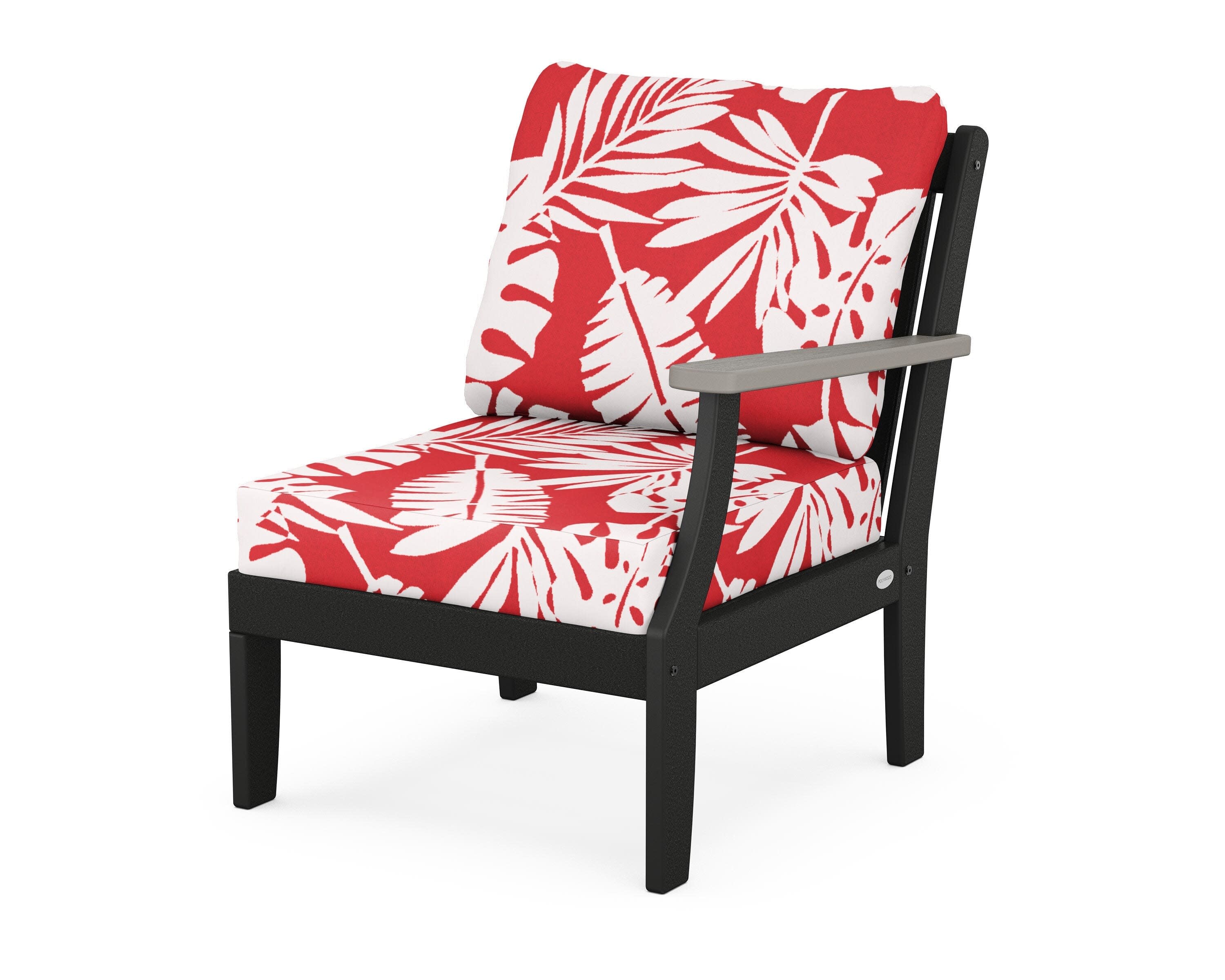 Braxton Modular Right Arm Chair in Black / Driftwood / Leaf Crimson