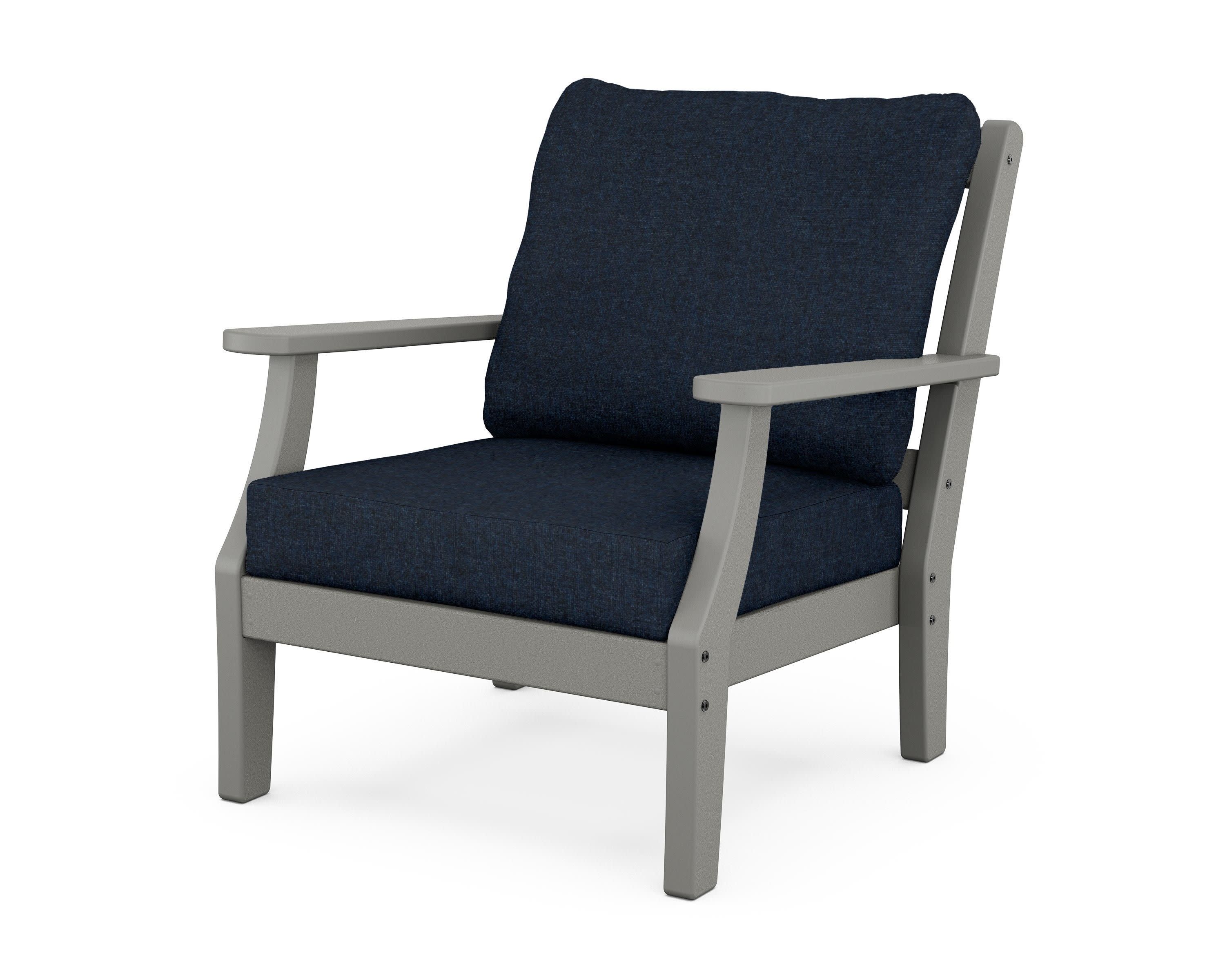 Chinoiserie Deep Seating Chair in Slate Grey / Marine Indigo