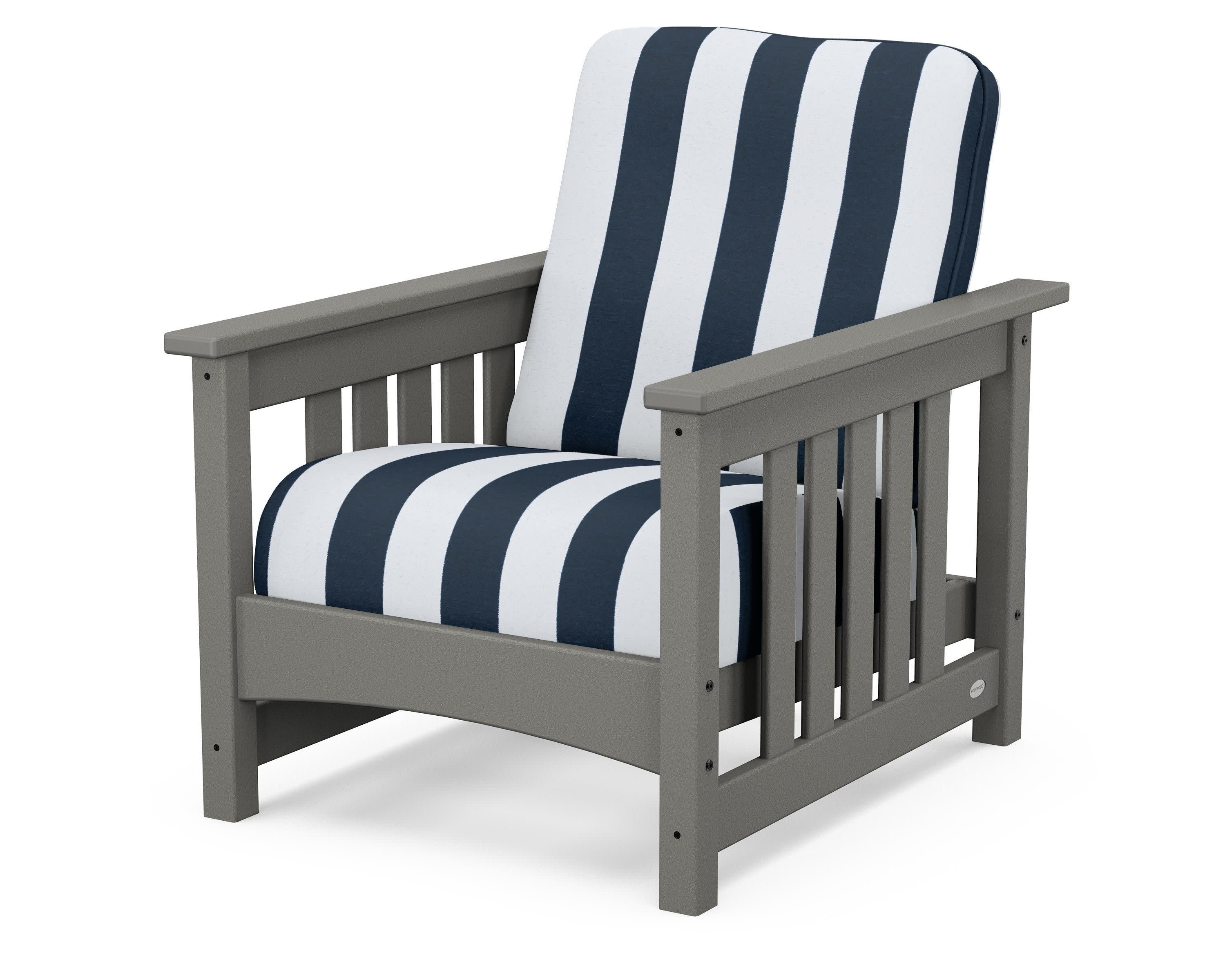 Club Mission Chair in Slate Grey / Cabana Stripe Marine Indigo