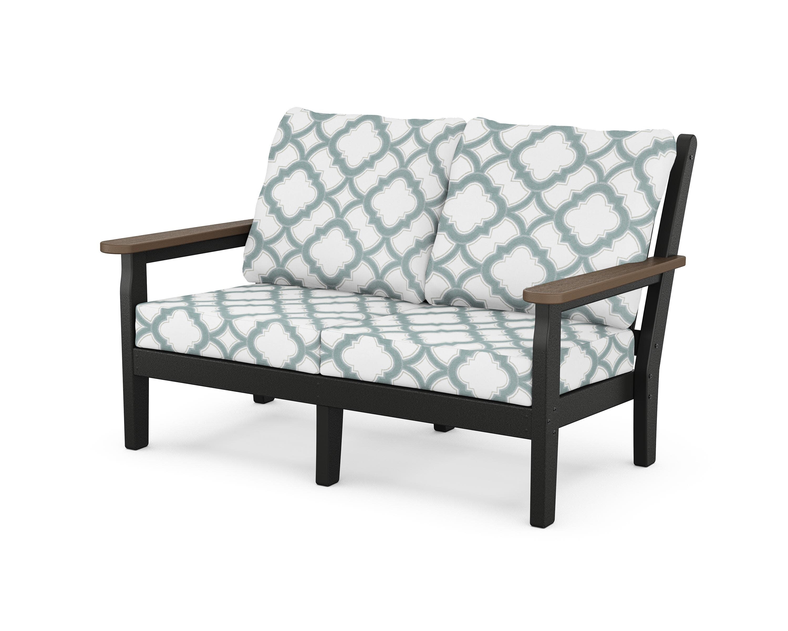 Chippendale Deep Seating Loveseat in Black / Kona / Trellis Glacier Spa