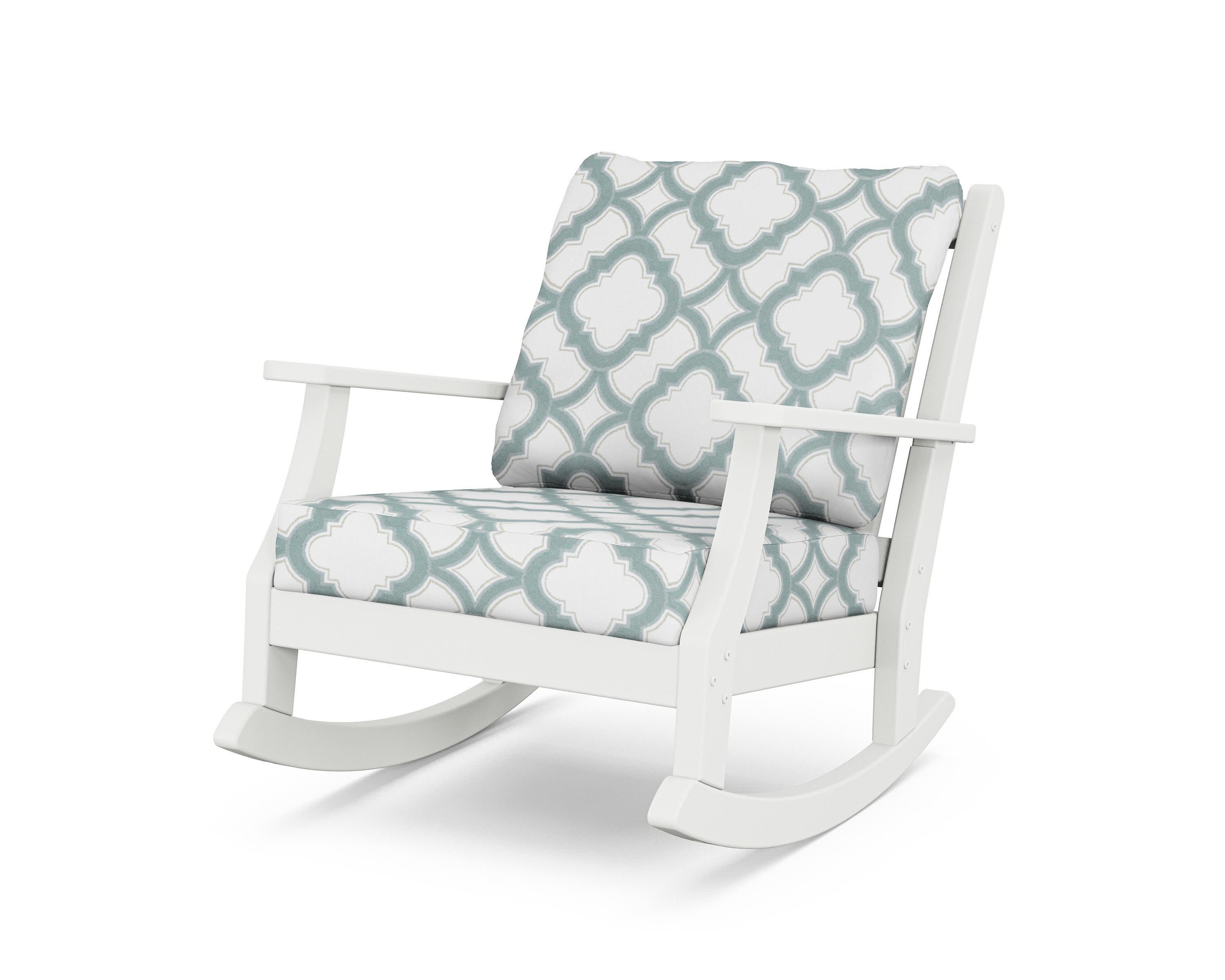 Wovendale Deep Seating Rocking Chair in White / Trellis Glacier Spa