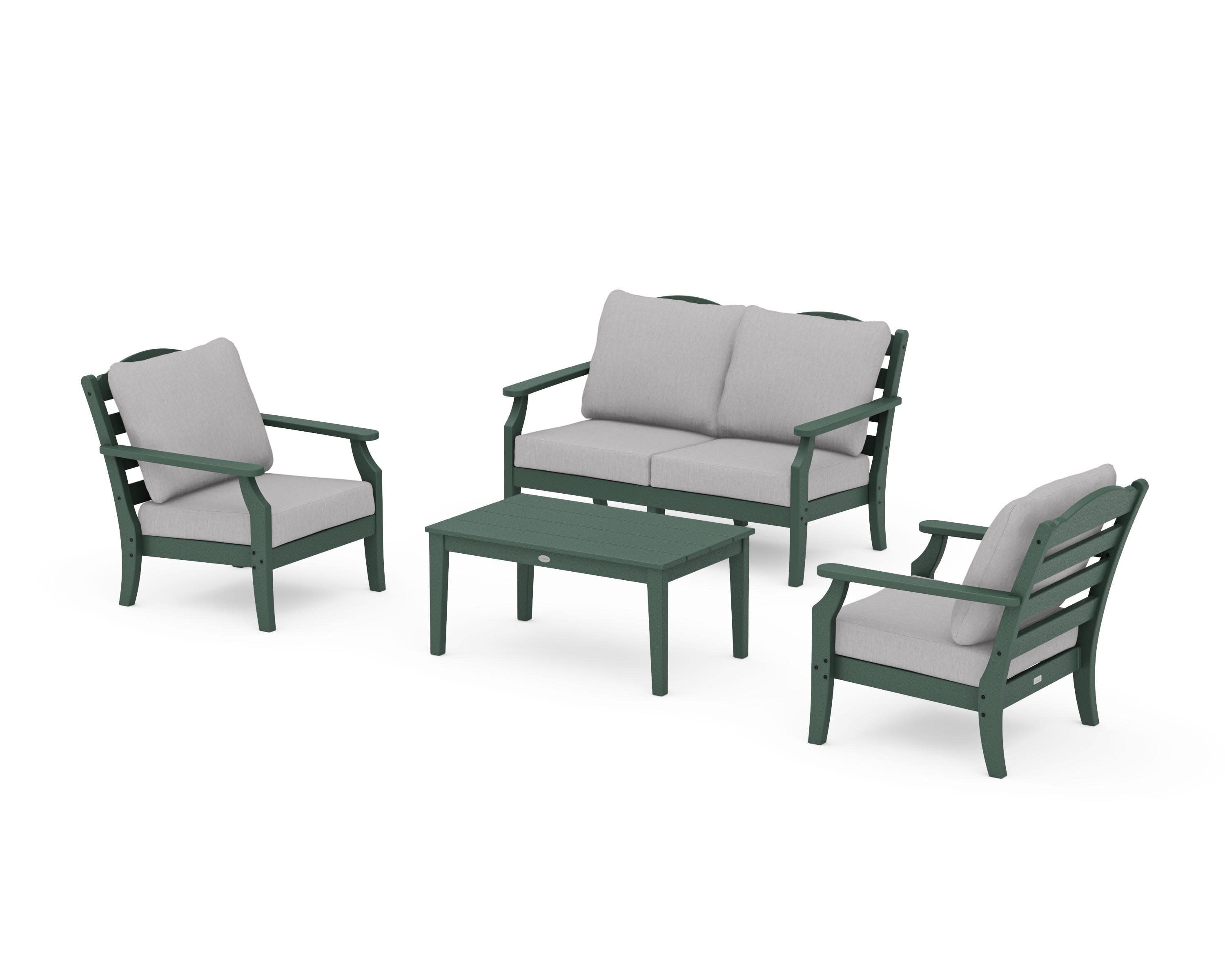 Savannah 4-Piece Deep Seating Set with Loveseat in Green / Granite