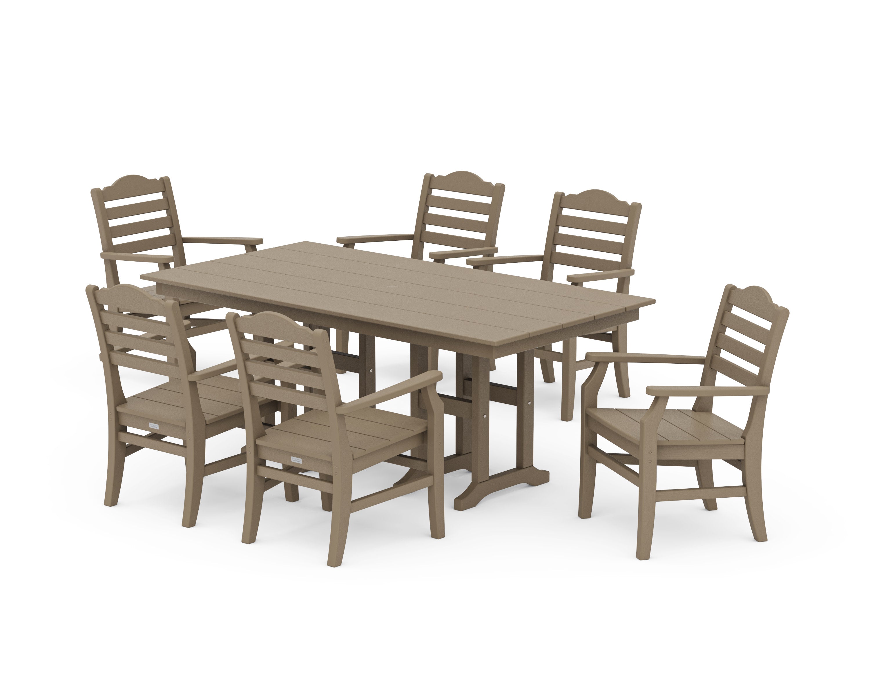 Savannah Arm Chair 7-Piece Farmhouse Dining Set in Vintage Sahara