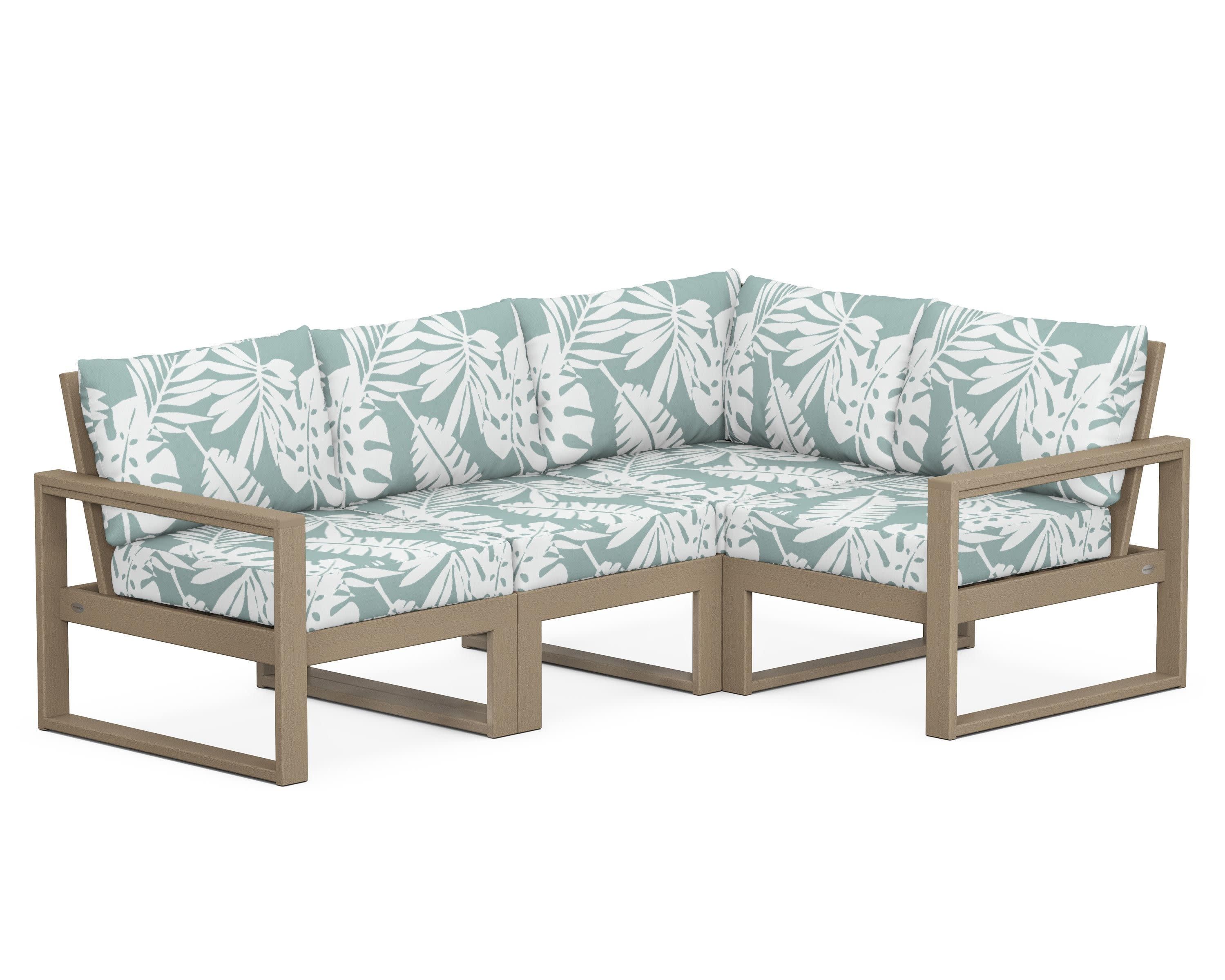 EDGE 4-Piece Modular Deep Seating Set in Vintage Sahara / Leaf Glacier Spa