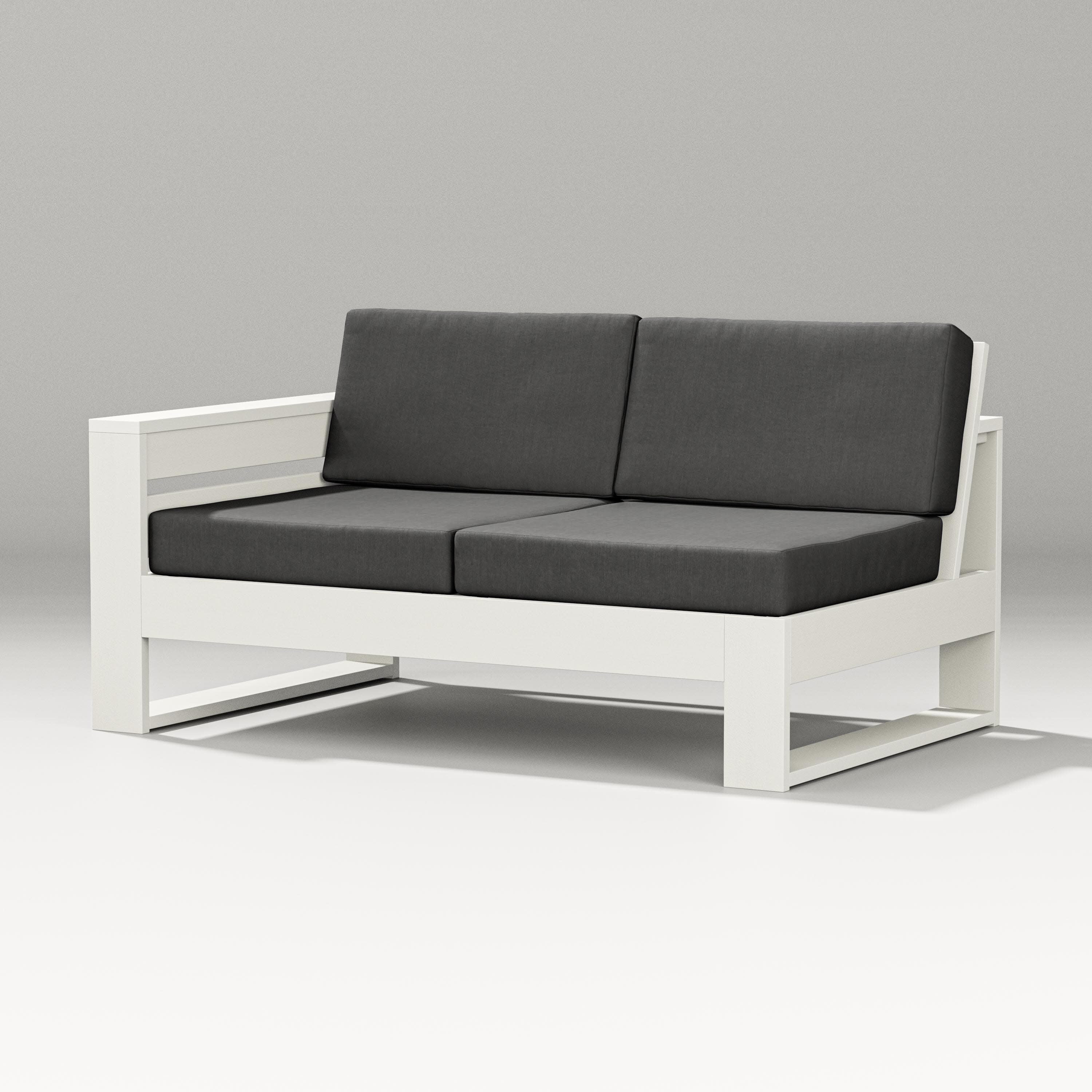 Latitude Modular Left Arm Loveseat in Vintage White / Spectrum Carbon