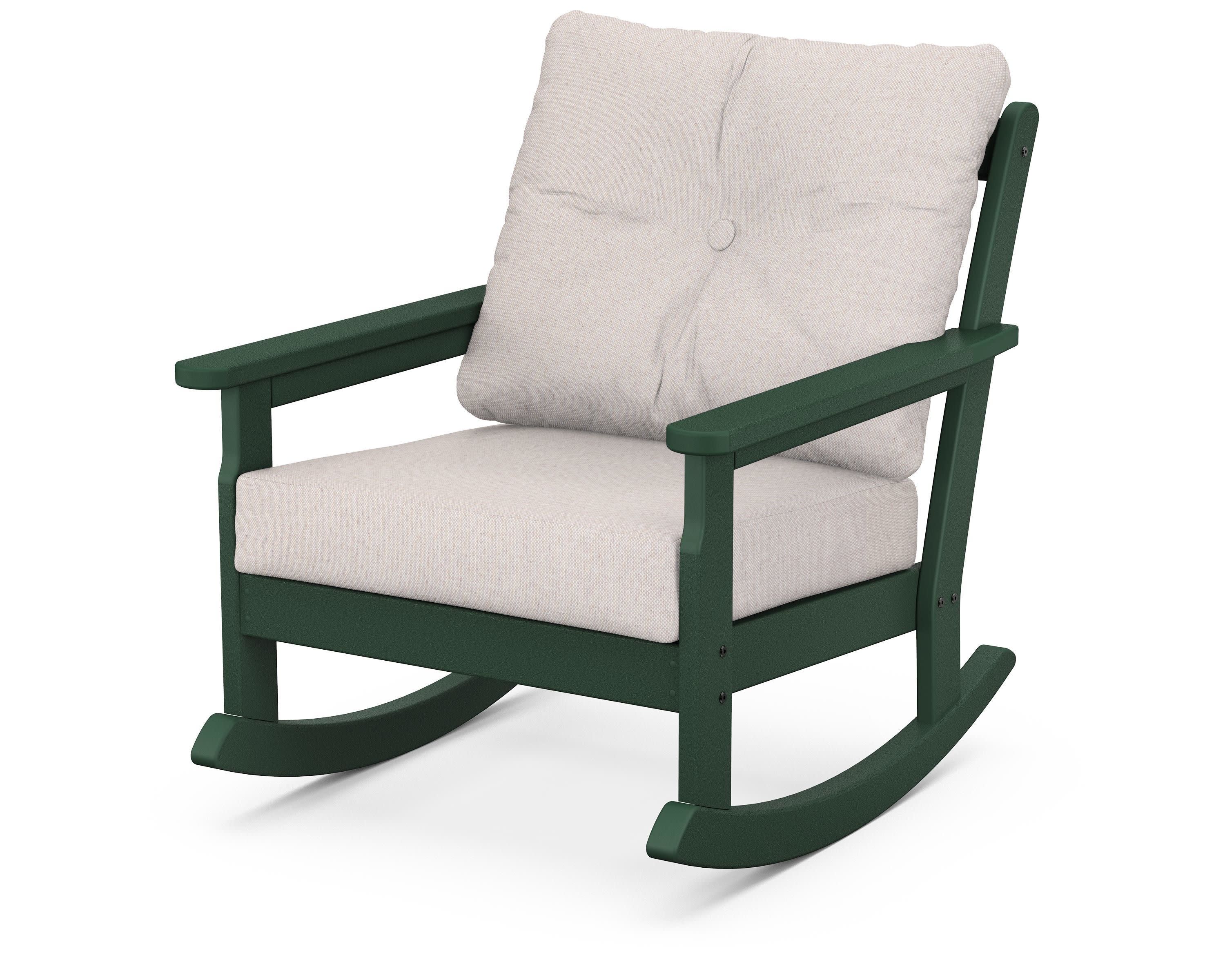 Vineyard Deep Seating Rocking Chair in Green / Dune Burlap