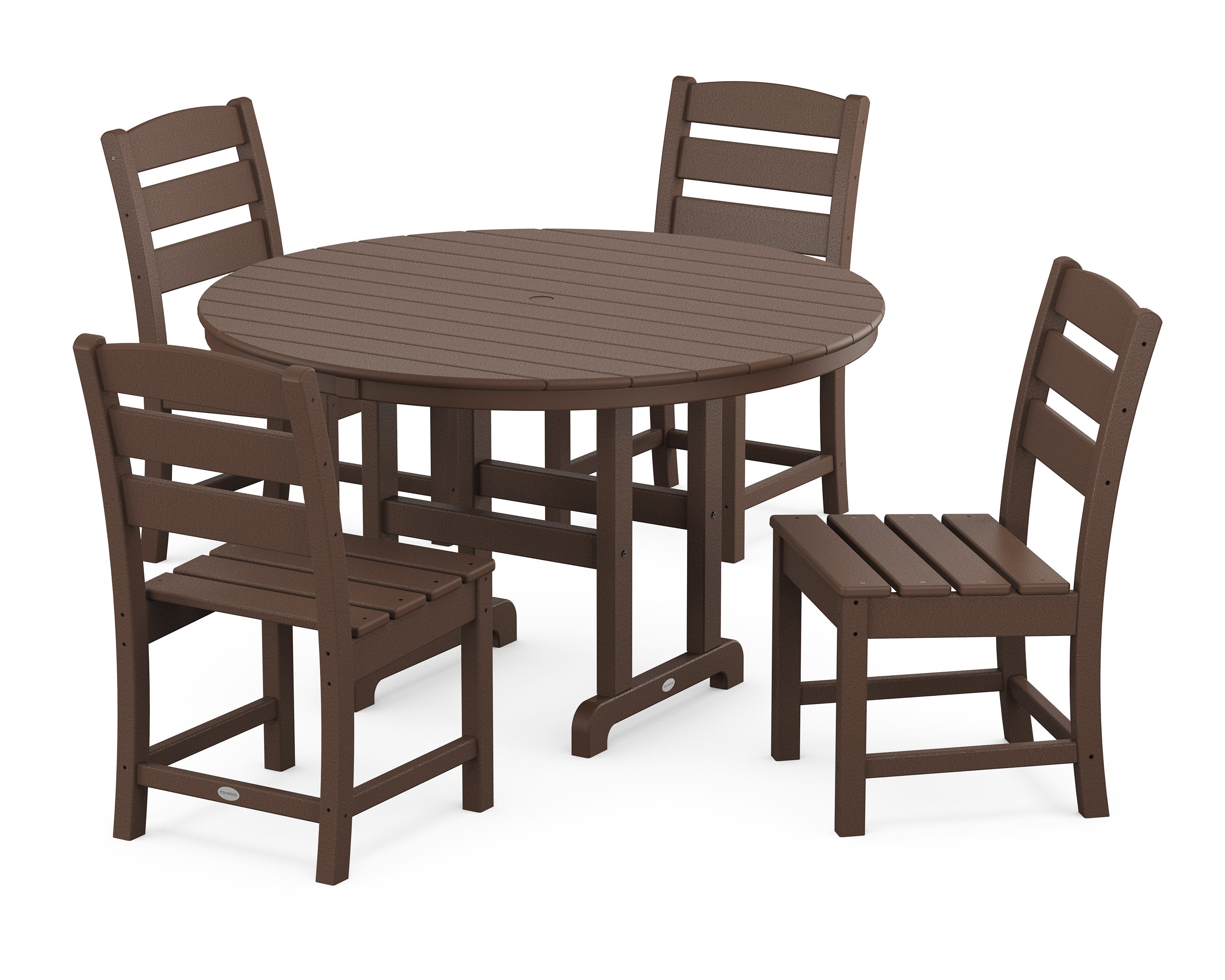 Lakeside 5-Piece Round Farmhouse Side Chair Dining Set in Mahogany