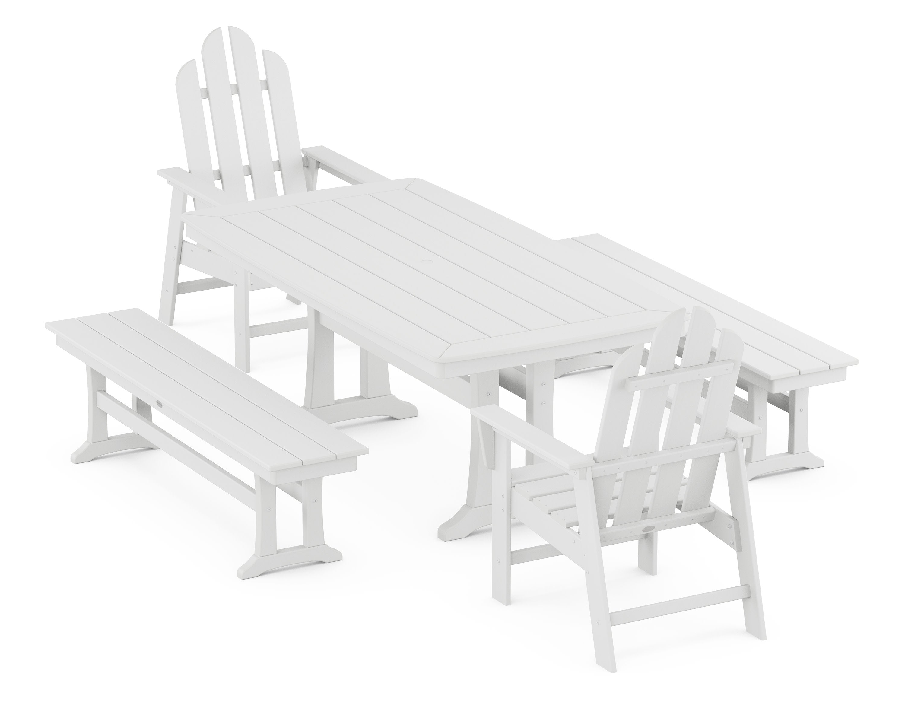 Long Island 5-Piece Dining Set with Trestle Legs in White