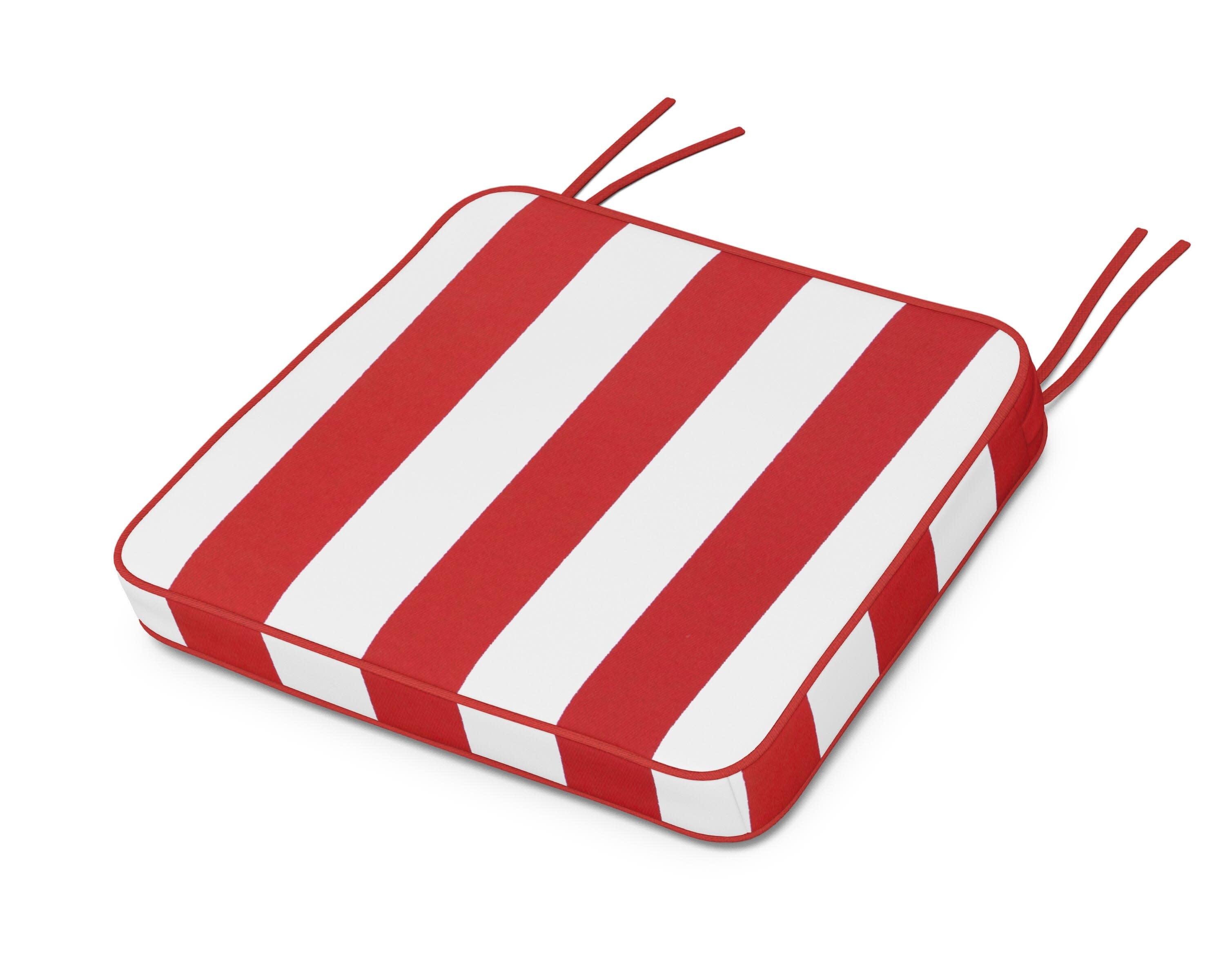 Chinoiserie Arm Chair Seat Cushion in Cabana Stripe Crimson