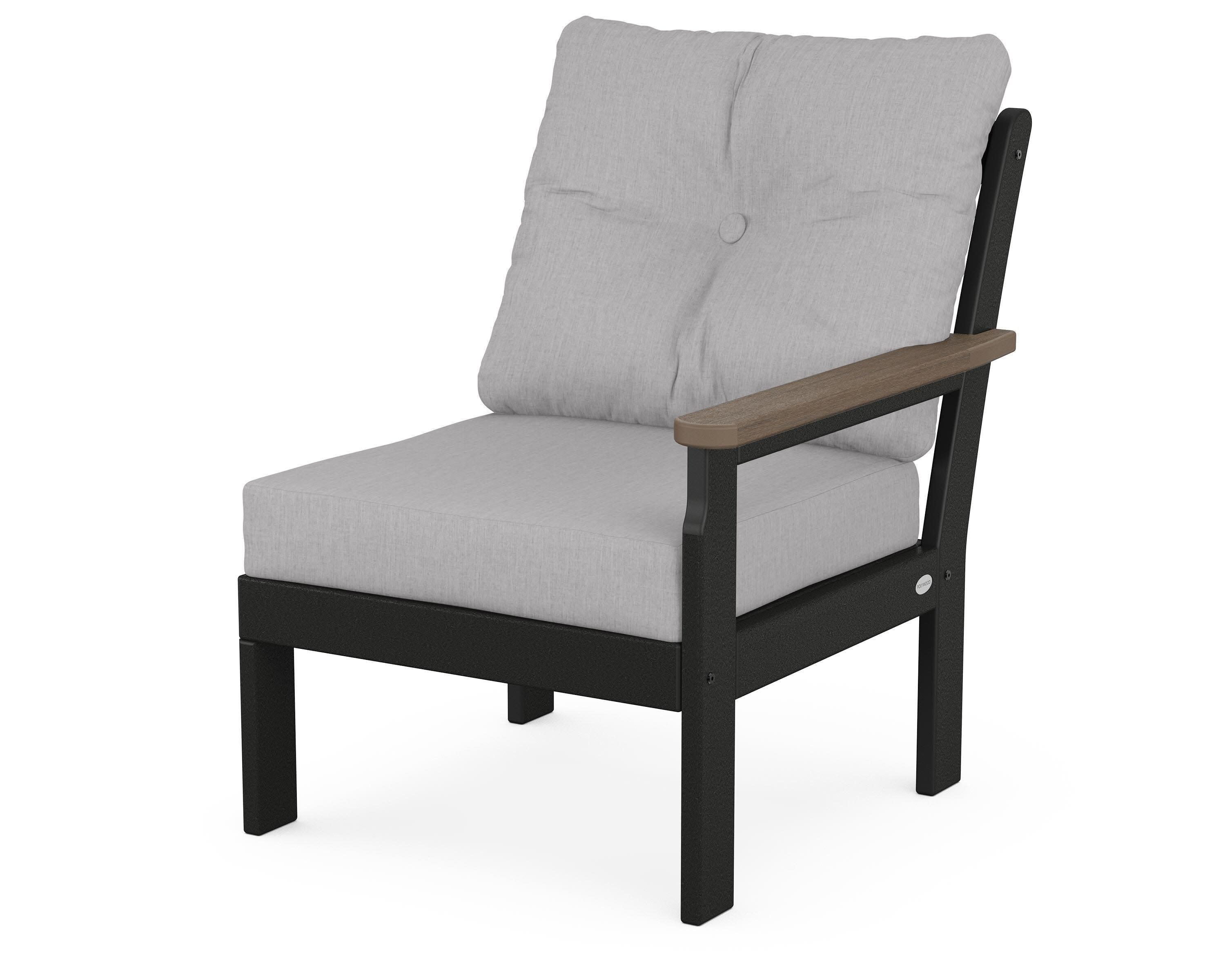 Vineyard Modular Right Arm Chair in Black / Kona / Granite