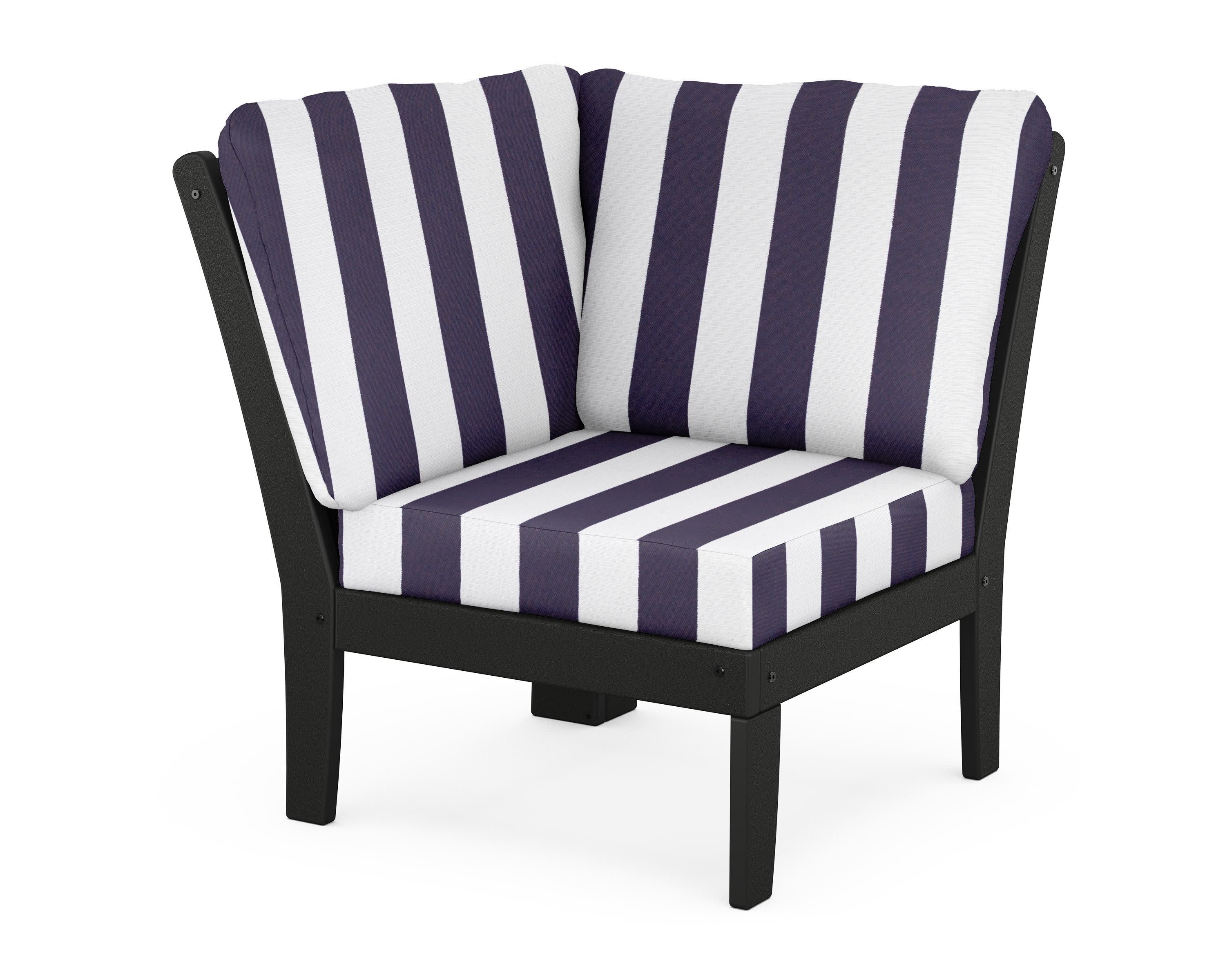Braxton Modular Corner Chair in Black / Cabana Stripe Navy