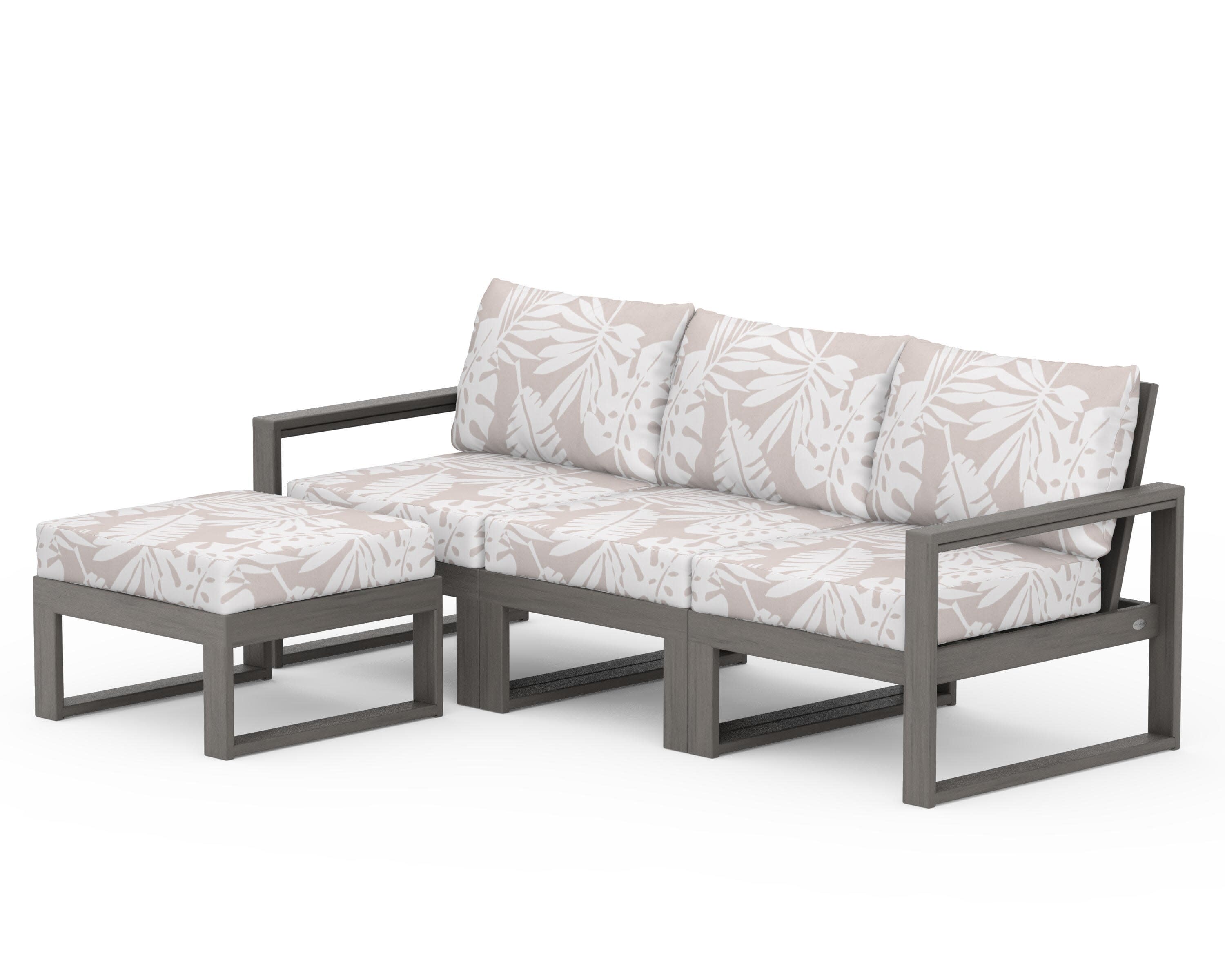 EDGE 4-Piece Modular Deep Seating Set with Ottoman in Driftwood / Leaf Dune Burlap