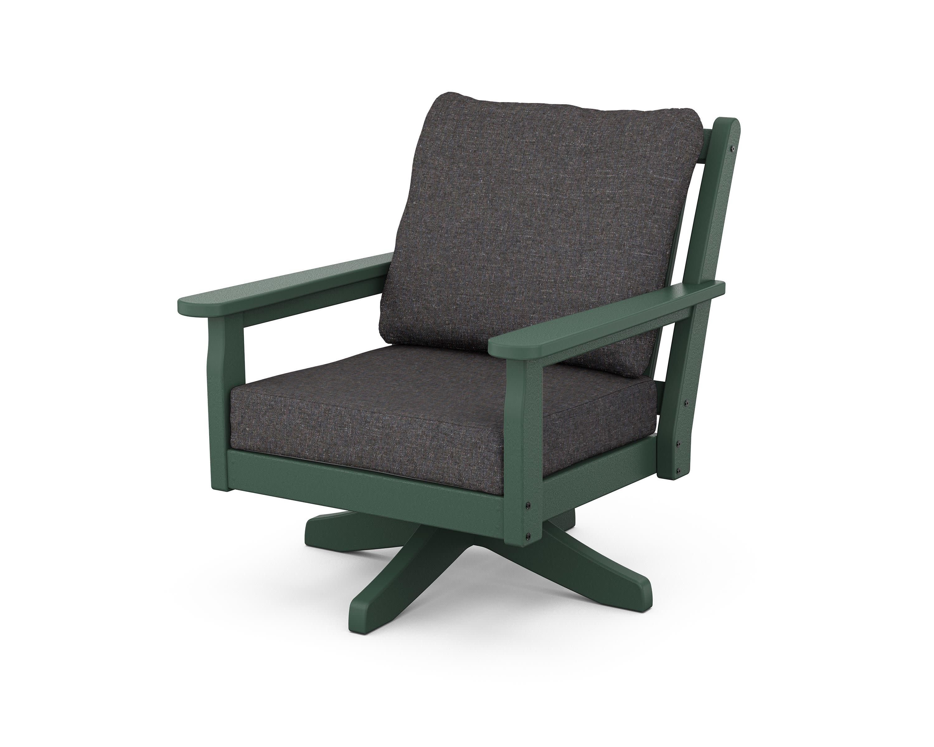 Chippendale Deep Seating Swivel Chair in Green / Ash Charcoal
