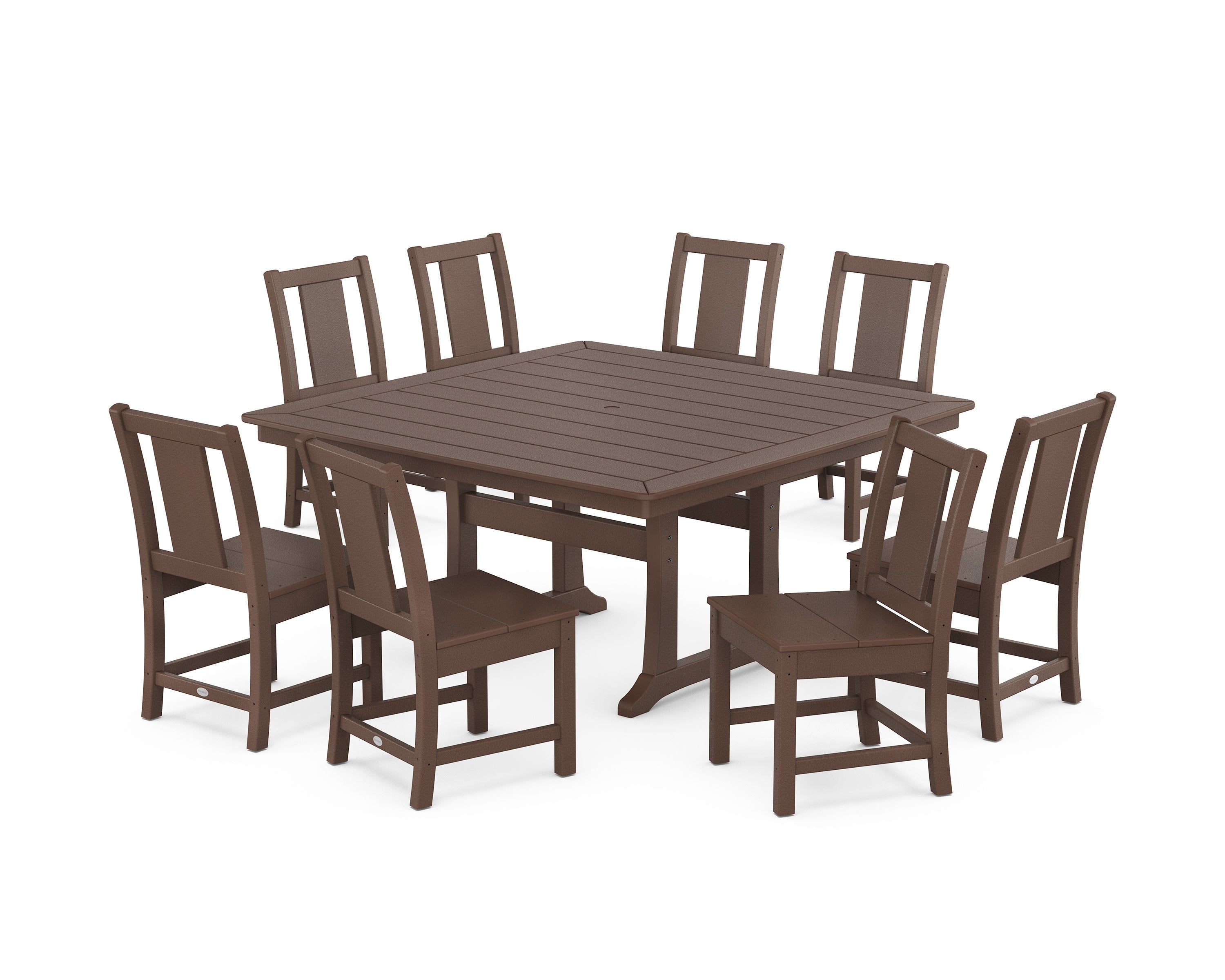 Prairie Side Chair 9-Piece Square Dining Set with Trestle Legs in Mahogany