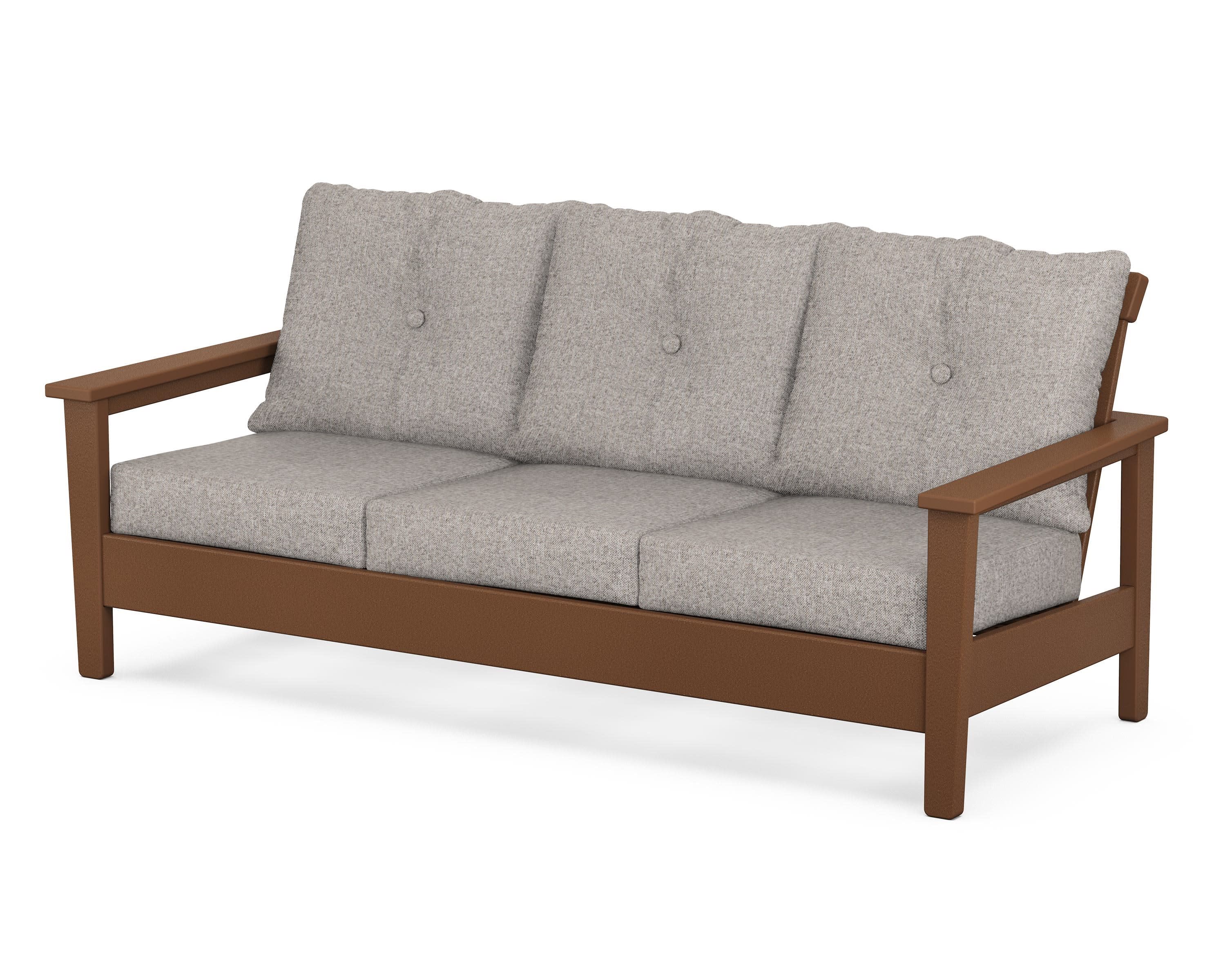 Prescott Deep Seating Sofa in Teak / Weathered Tweed