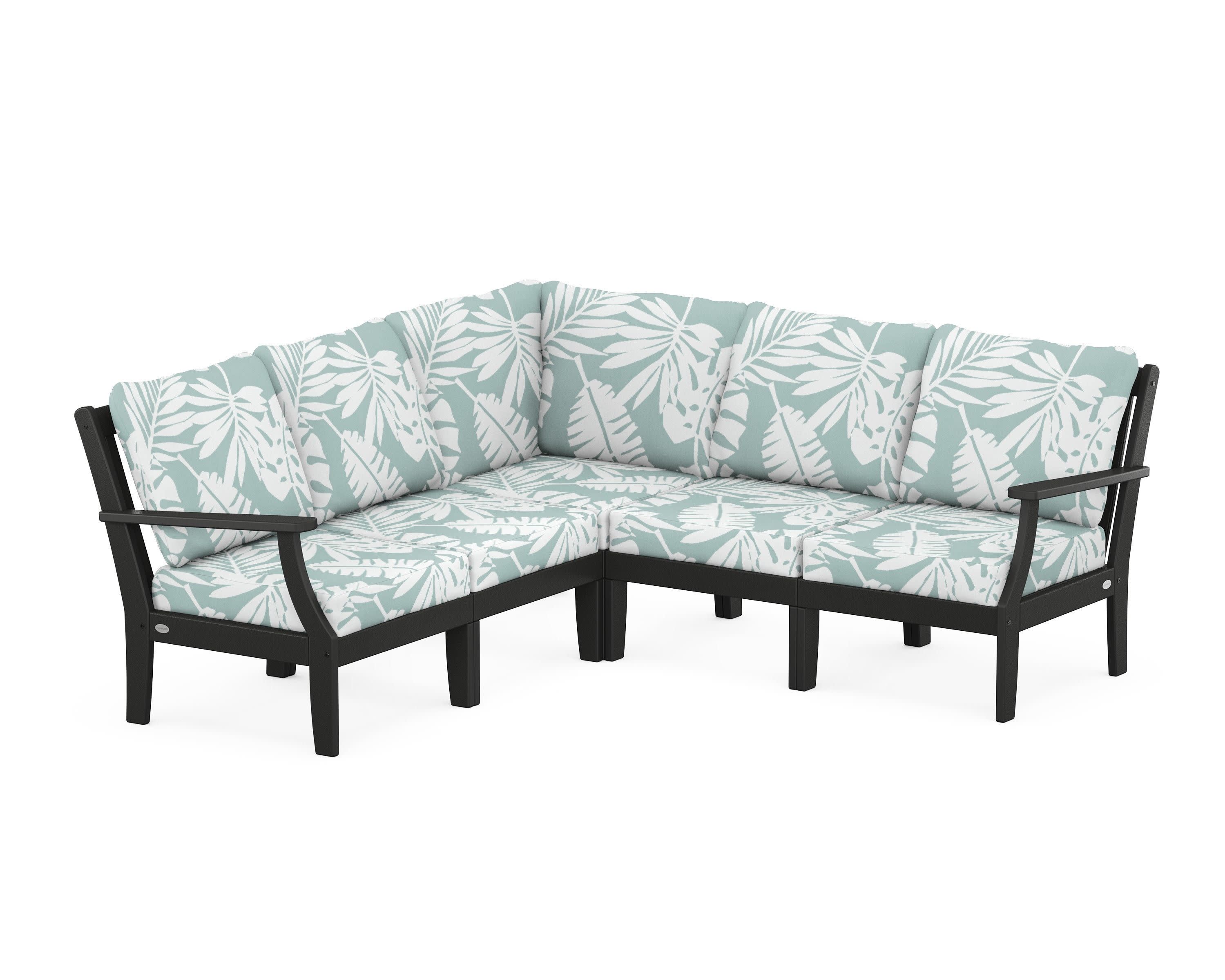 Braxton Modular 5-Piece Deep Seating Set in Black / Leaf Glacier Spa