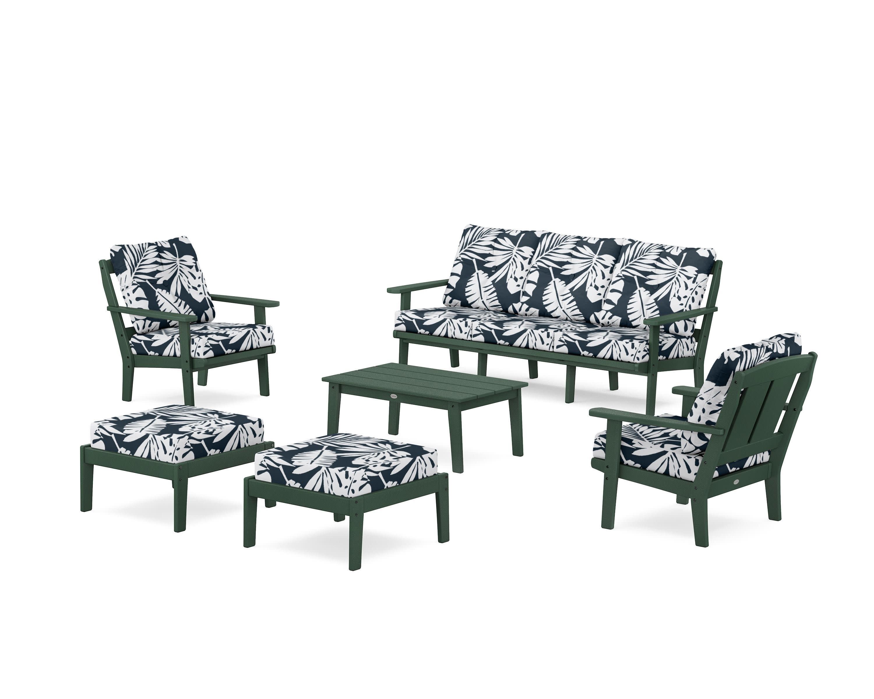 Mission 6-Piece Lounge Sofa Set in Green / Leaf Marine Indigo