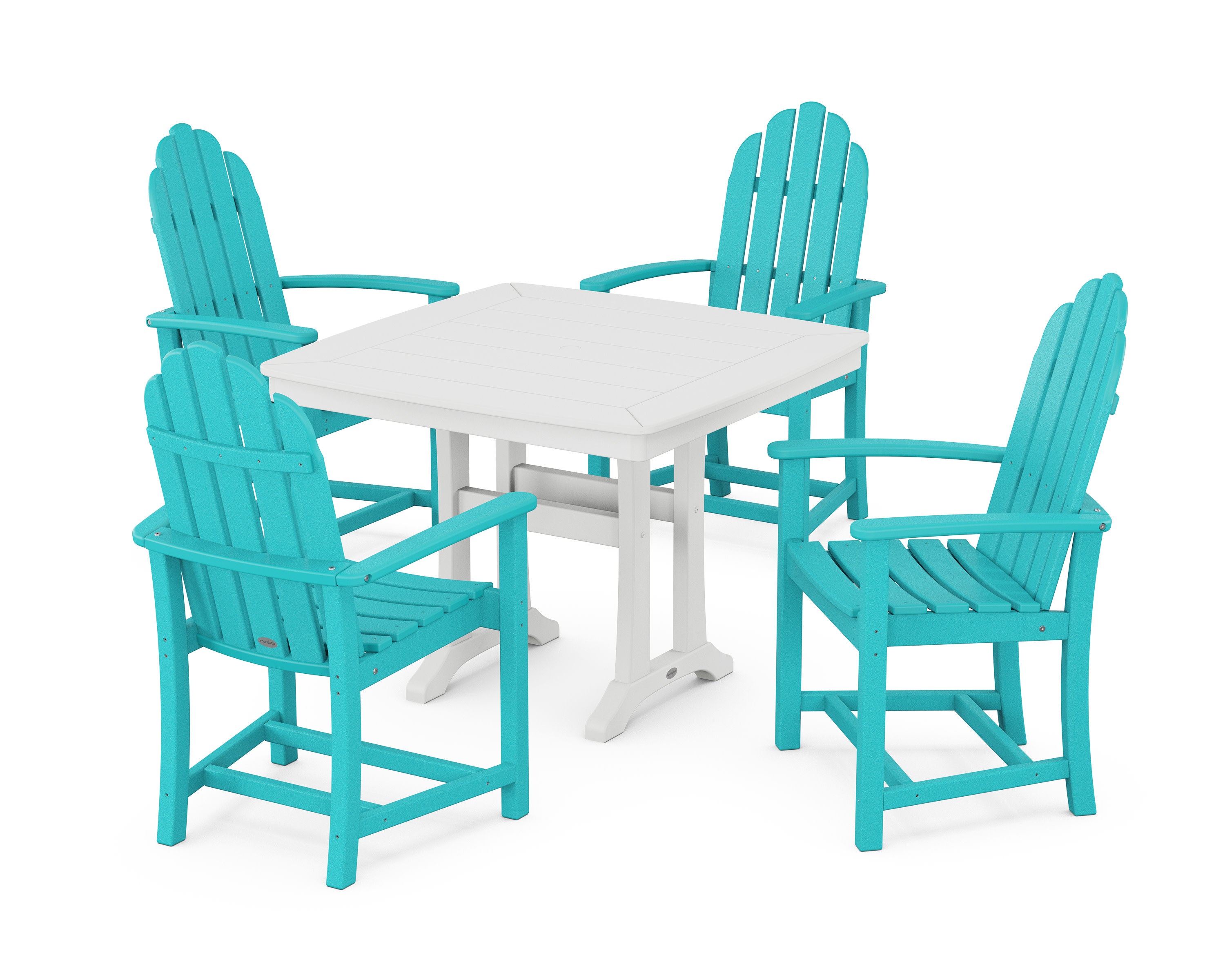 Classic Adirondack 5-Piece Dining Set with Trestle Legs in Aruba / White