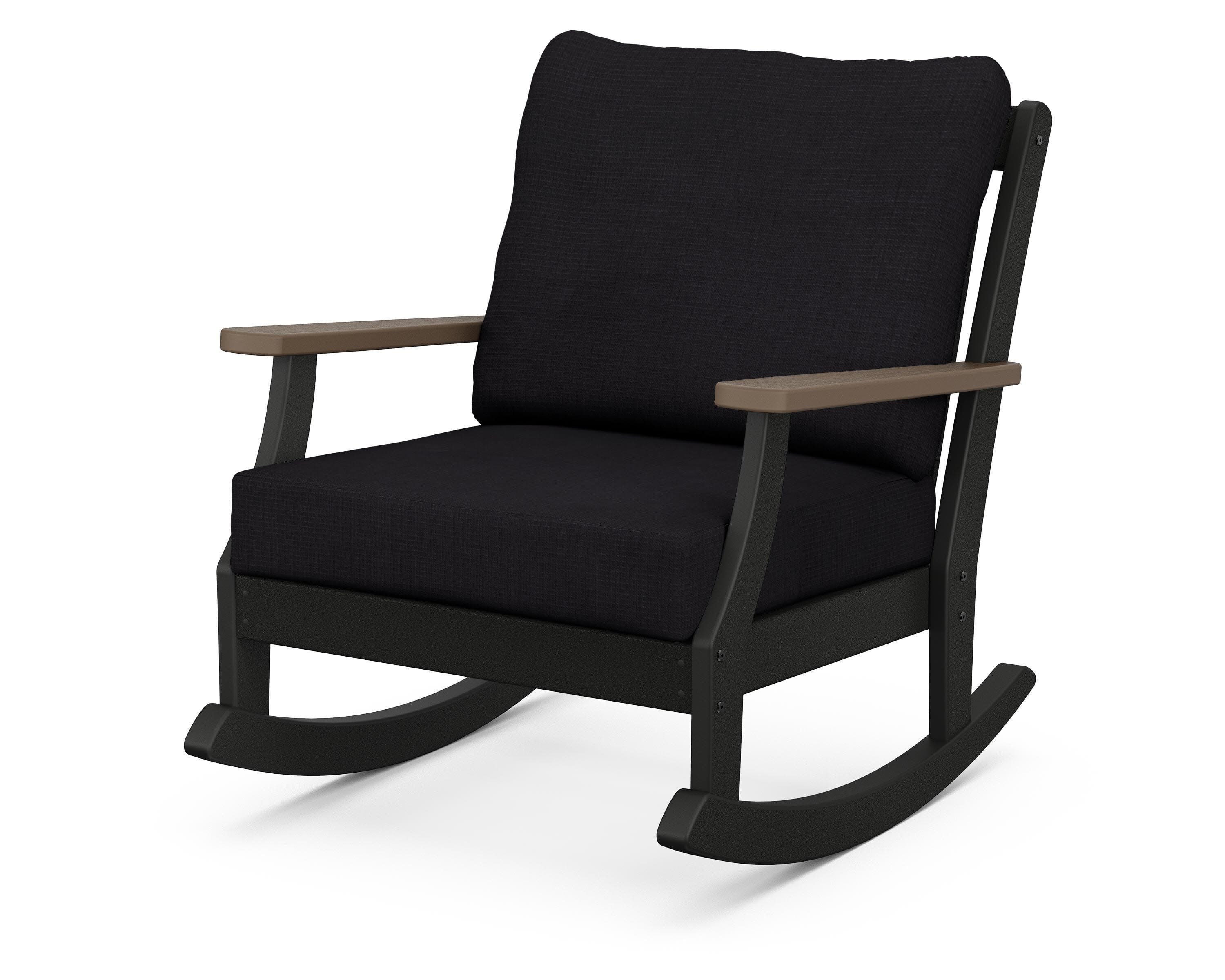 Braxton Deep Seating Rocking Chair in Black / Kona / Midnight Linen