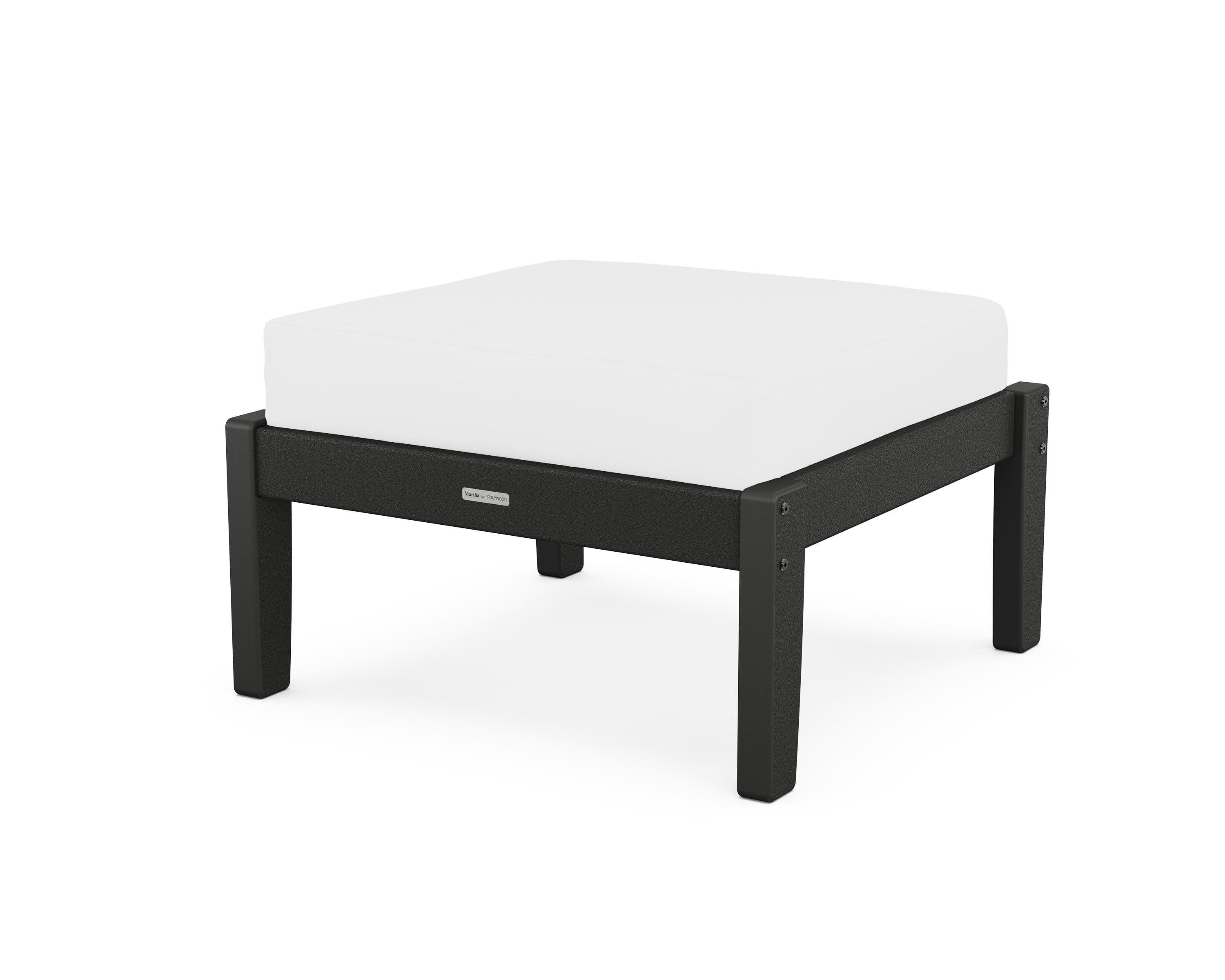 Chinoiserie Deep Seating Ottoman in Black / Natural