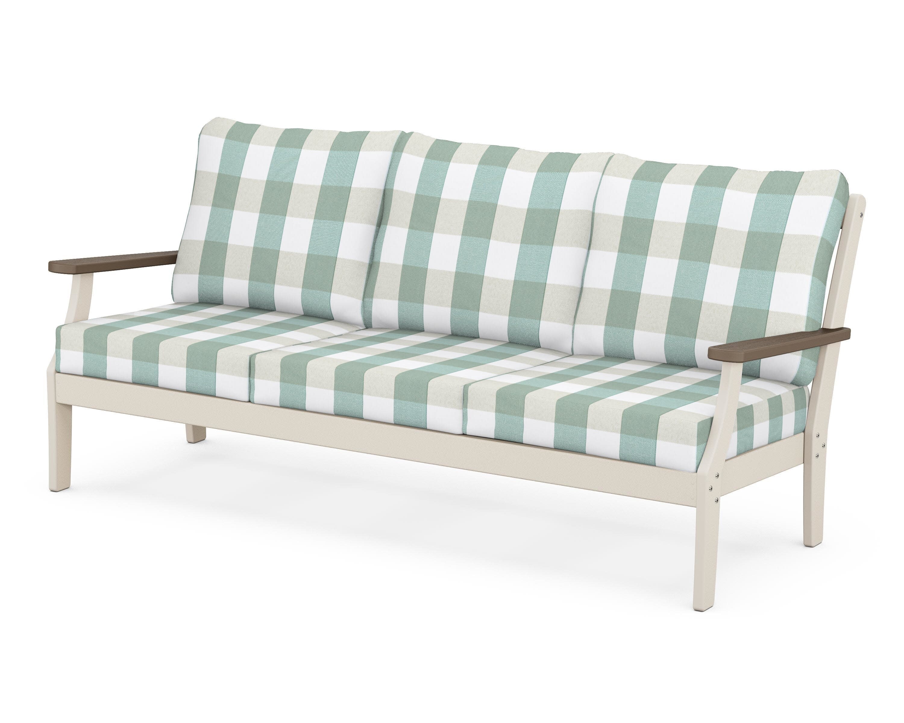 Braxton Deep Seating Sofa in Sand / Kona / Buffalo Plaid Glacier Spa
