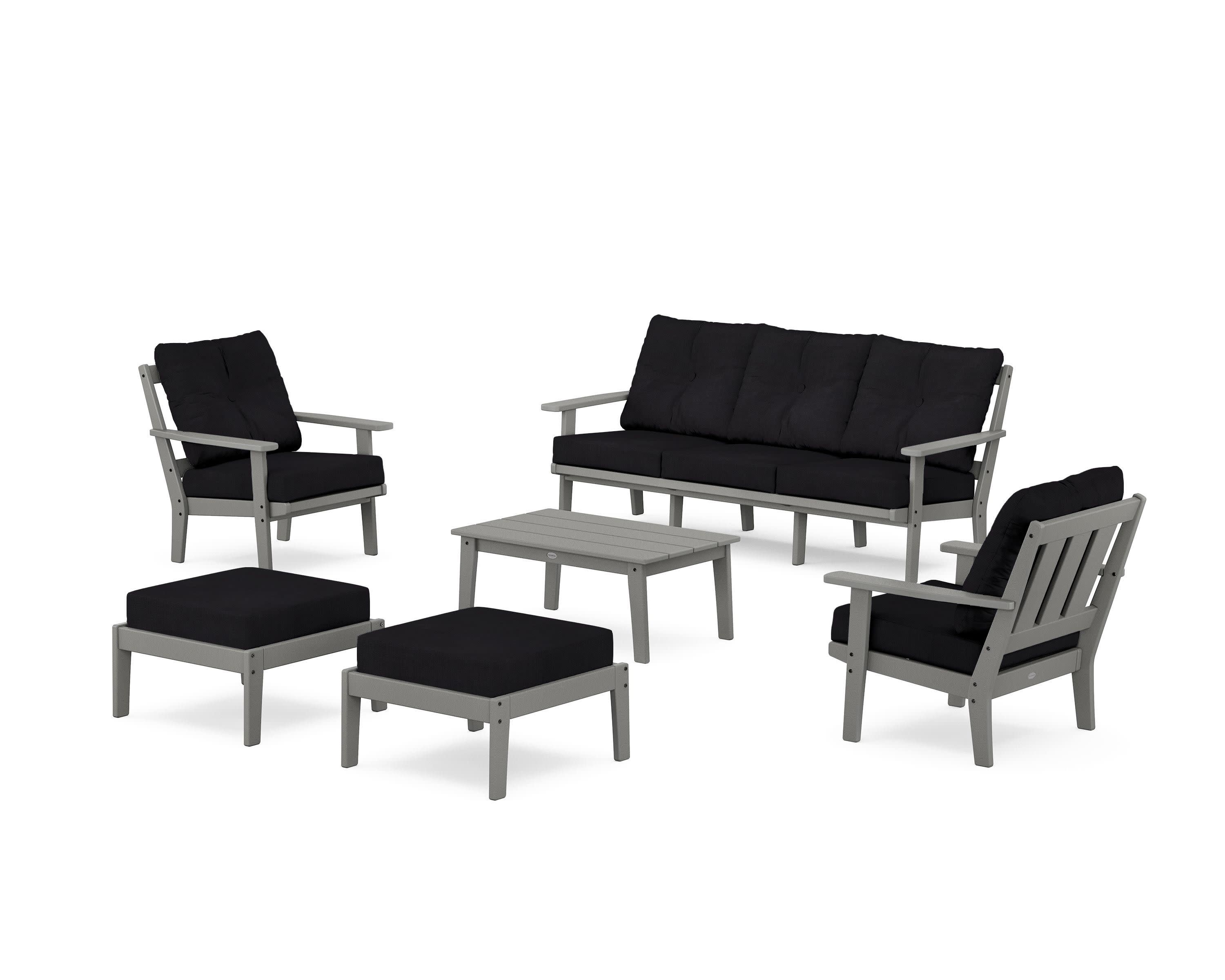 Oxford 6-Piece Lounge Sofa Set in Slate Grey / Midnight Linen