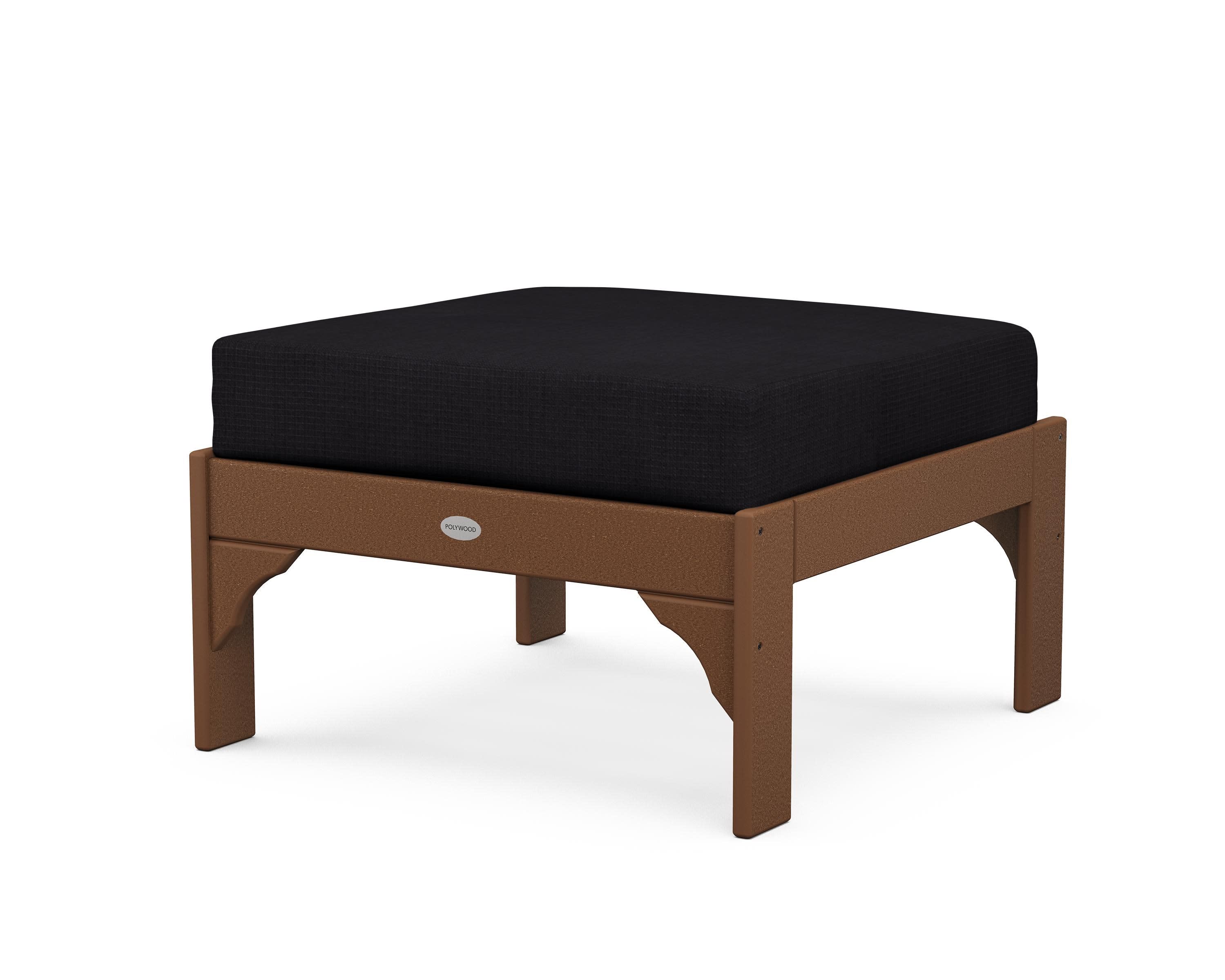 Vineyard Deep Seating Ottoman in Teak / Midnight Linen