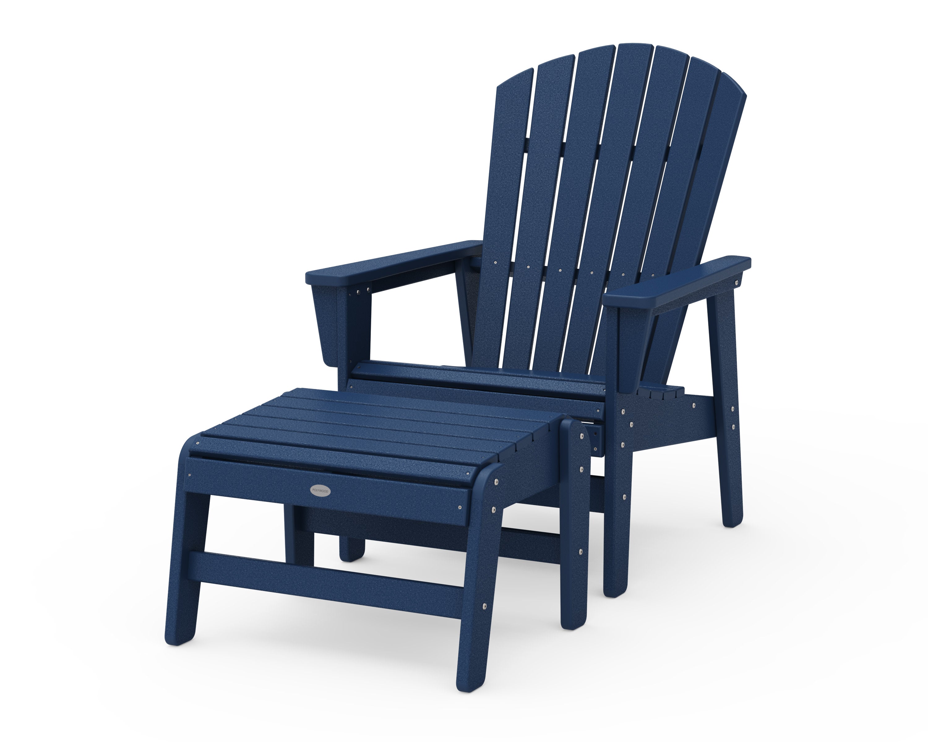Nautical Grand Upright Adirondack Chair with Ottoman in Navy