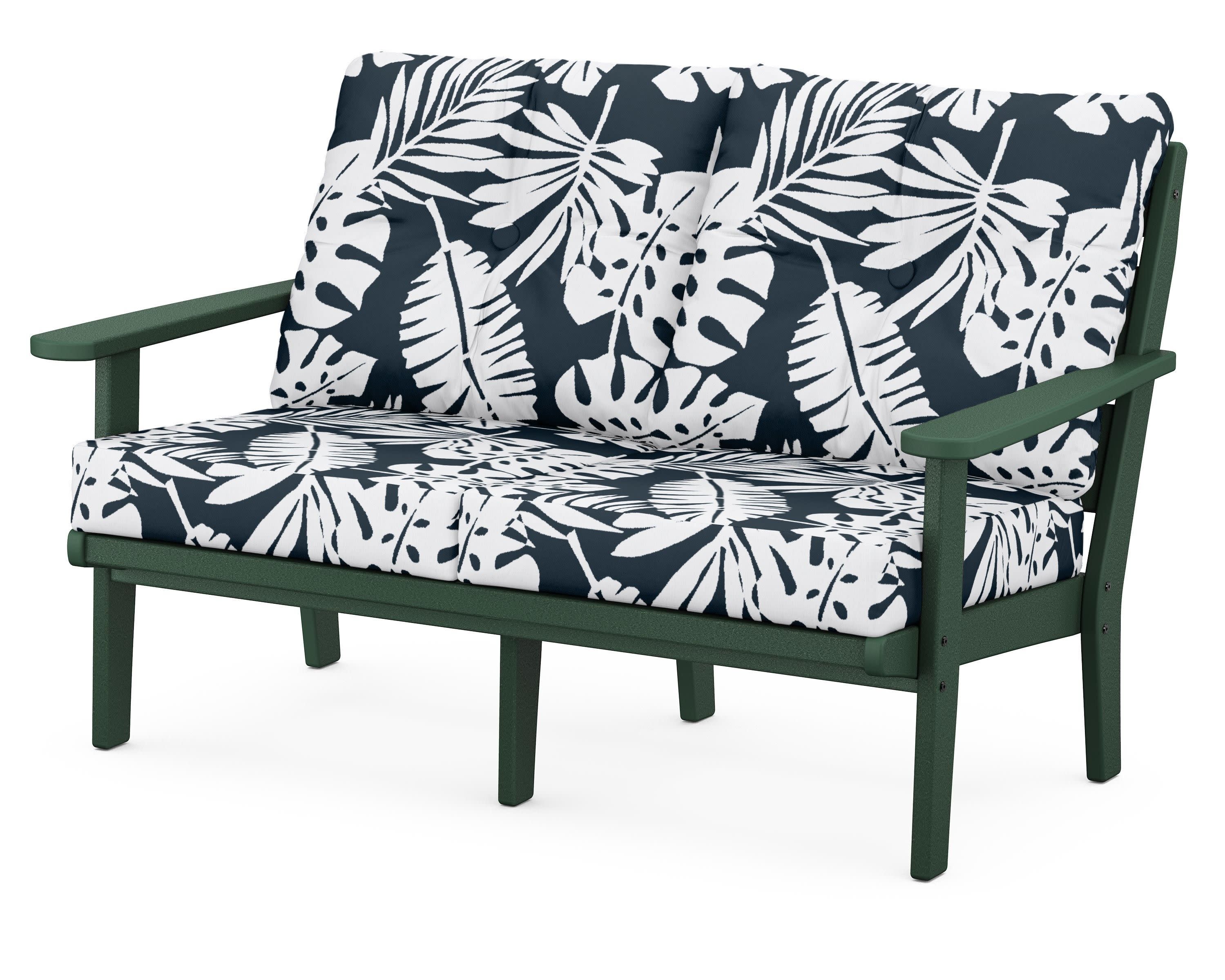 Lakeside Deep Seating Loveseat in Green / Leaf Marine Indigo