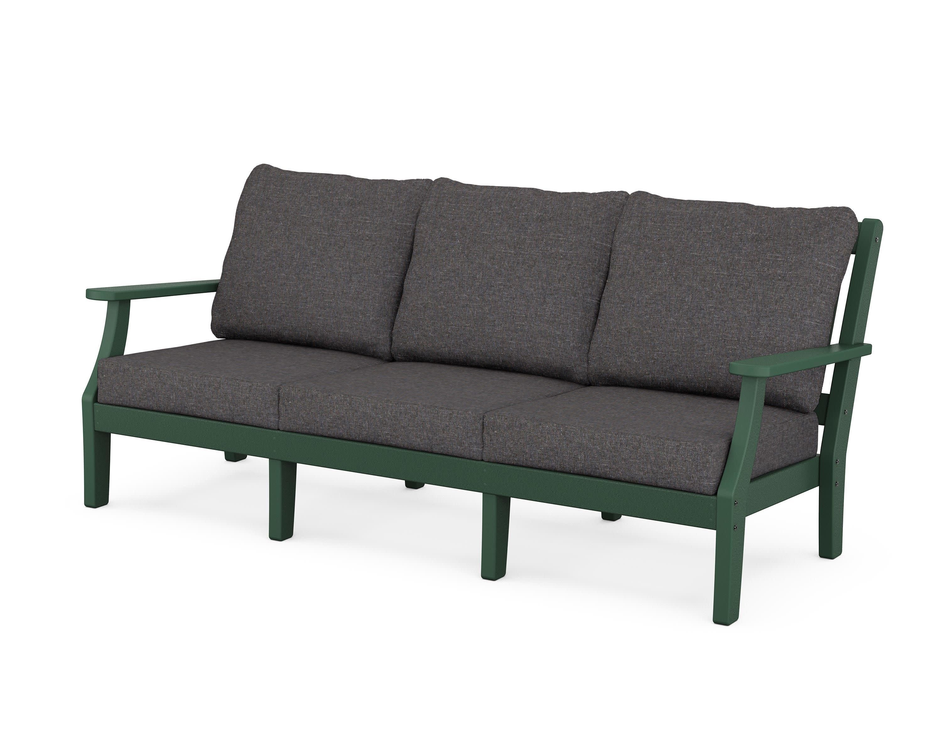 Chinoiserie Deep Seating Sofa in Green / Ash Charcoal