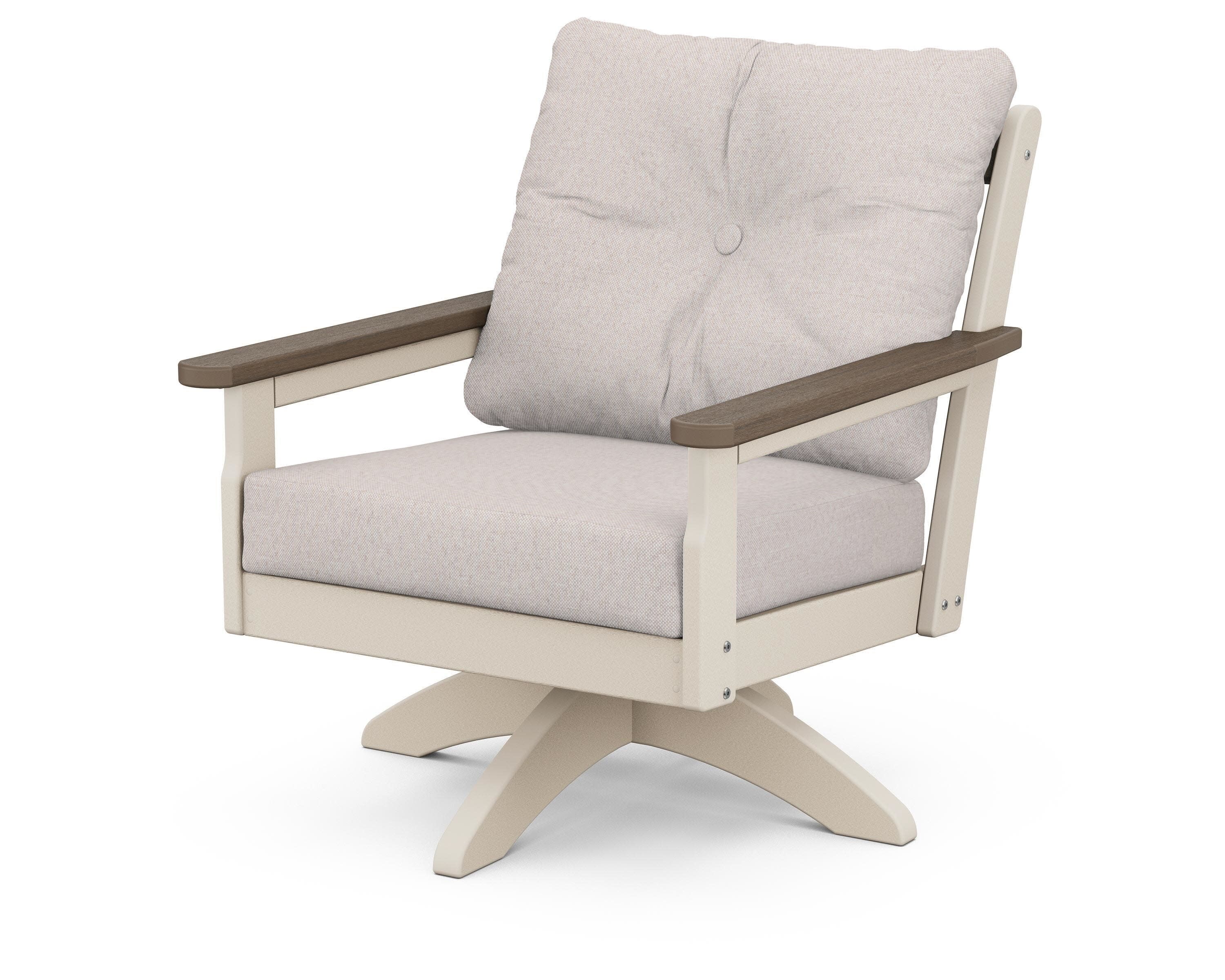 Vineyard Deep Seating Swivel Chair in Sand / Kona / Dune Burlap