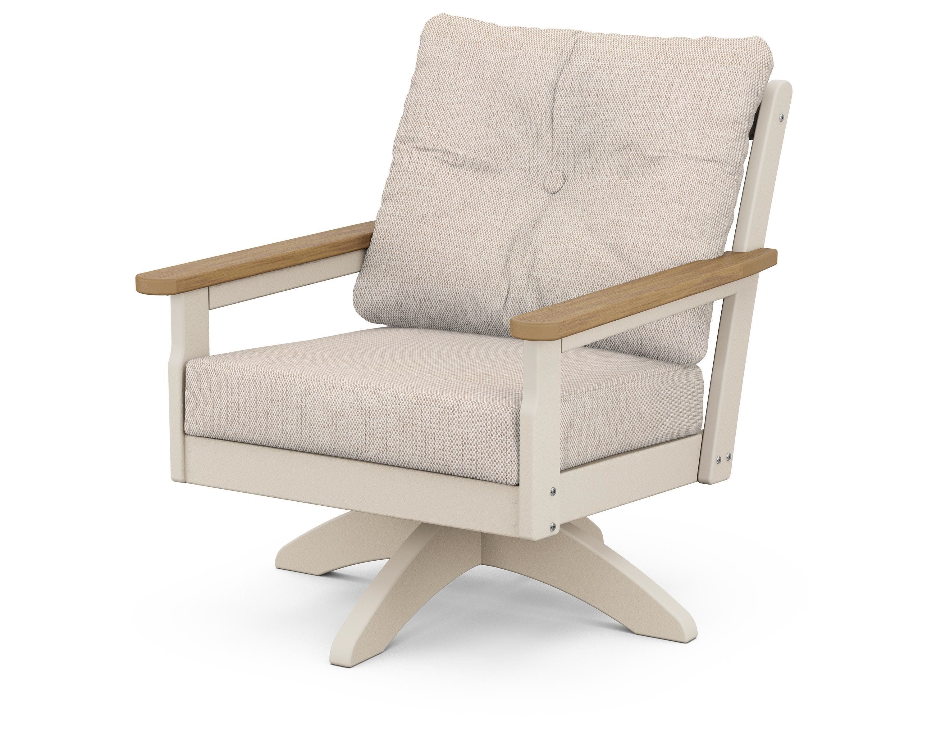 Vineyard Deep Seating Swivel Chair in Sand / Natural / Blend Linen