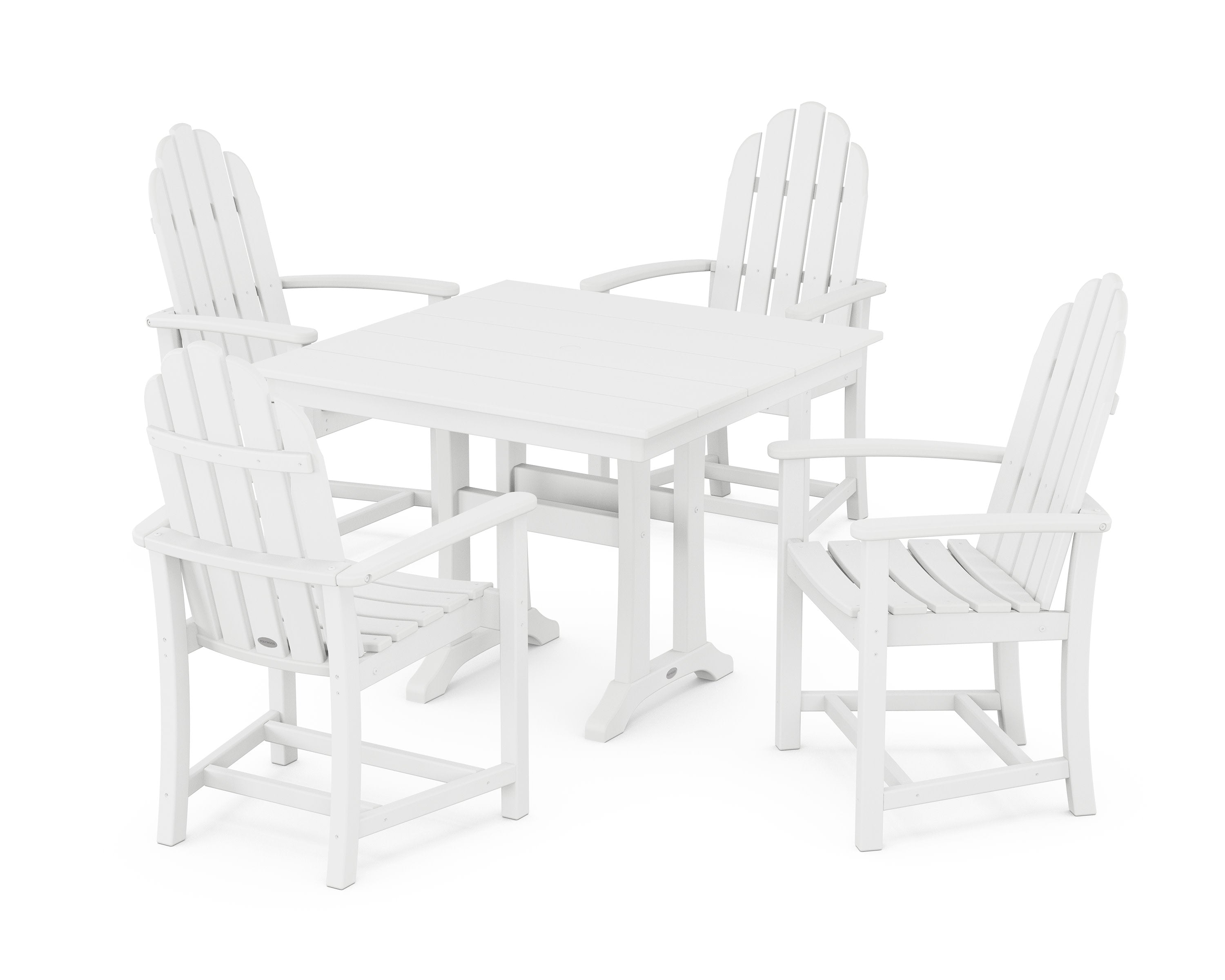 Classic Adirondack 5-Piece Farmhouse Dining Set With Trestle Legs in White
