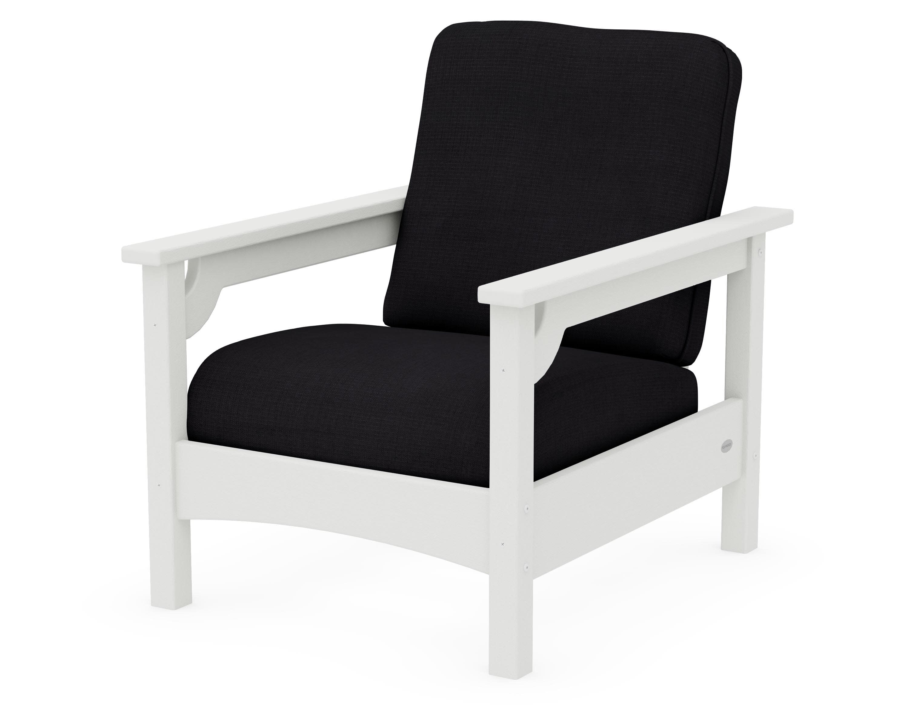Club Chair in Vintage White / Midnight Linen
